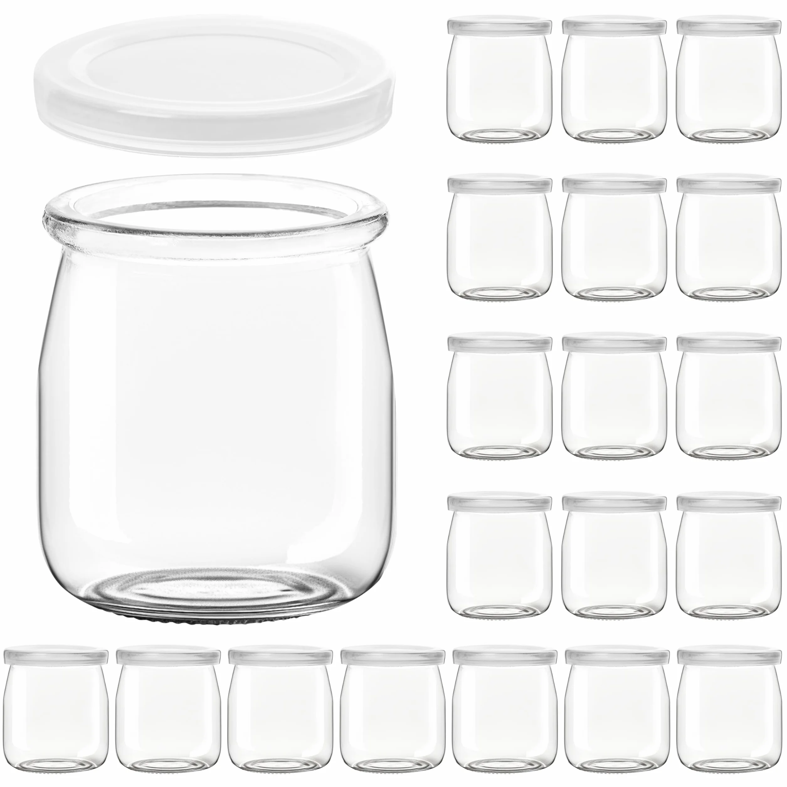 Słoiki do Jogurtu z Pokrywkami 200ml Winter shore - Pojemniki Szklane Bezpieczne w Myciu Mrożeniu Mikrofali Bez BPA 20 szt.