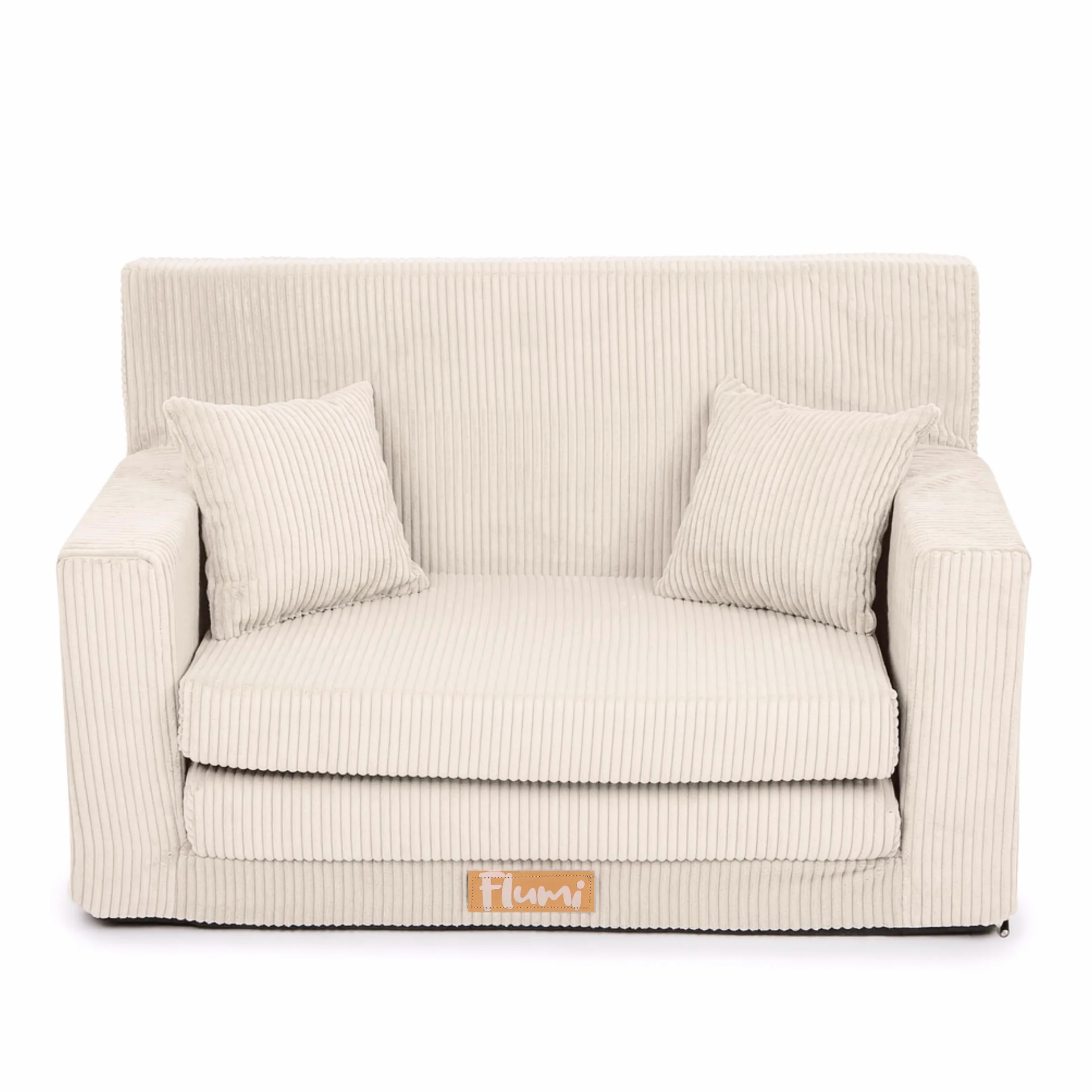 Flumi Sofa dziecięca piankowa Kanapa rozkładana dla dzieci sztruks beżowy