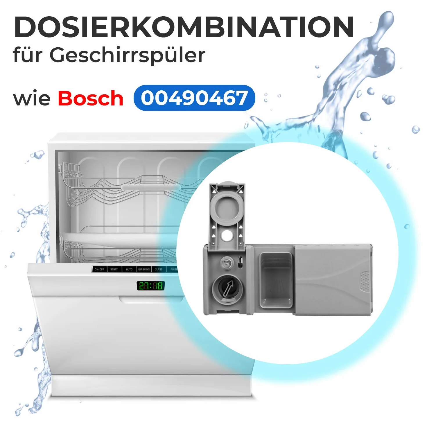 VIOKS Dozownik do Siemens Neff Bosch 00490467 490467 427082 481241868212 C00317067 137930 129046 Dozownik do tabletów, proszku, zmywarki