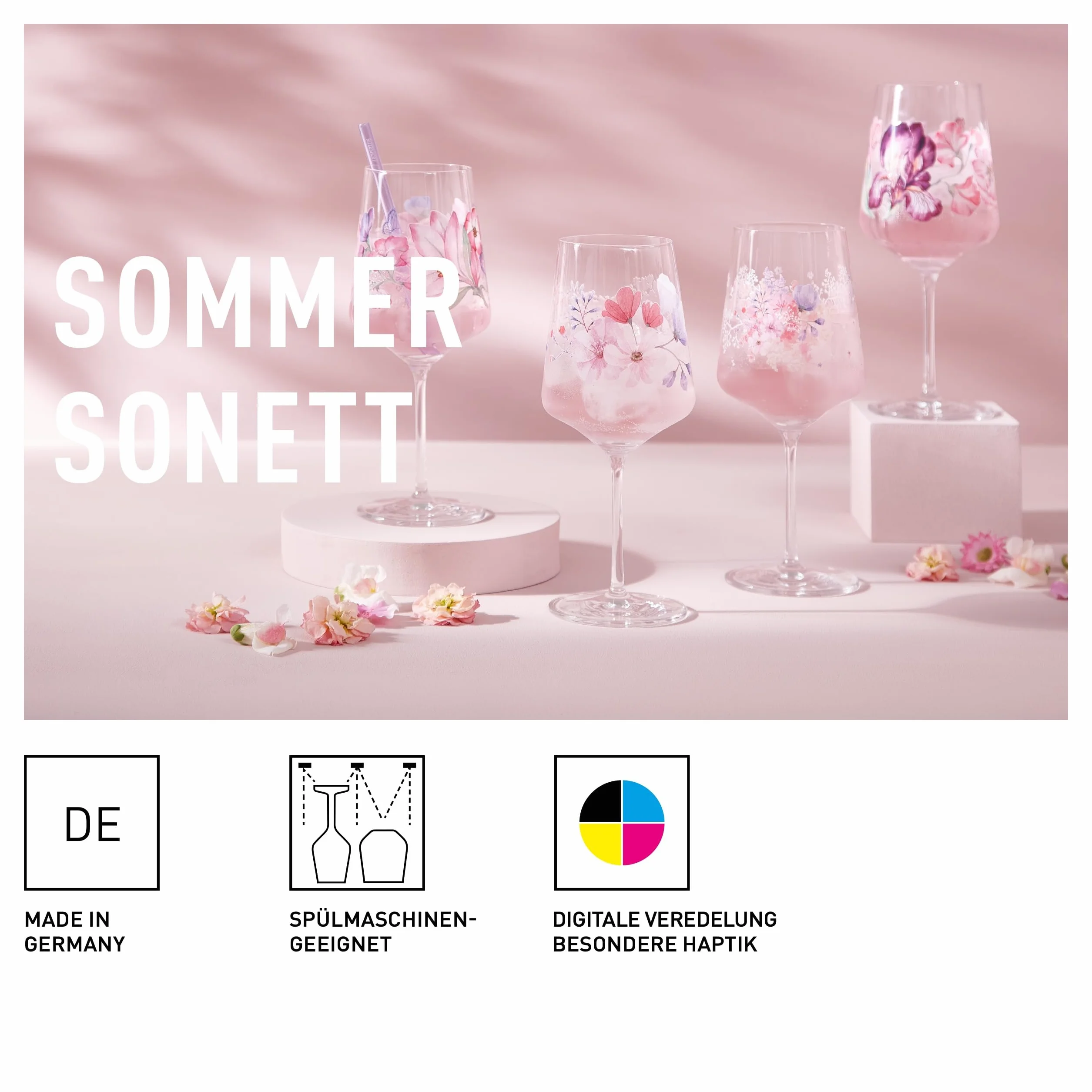 RITZENHOFF Kieliszek do aperitifu 500 ml zestaw 2 szt. Sonet letni motyw łąki kwiatowej różowy fioletowy