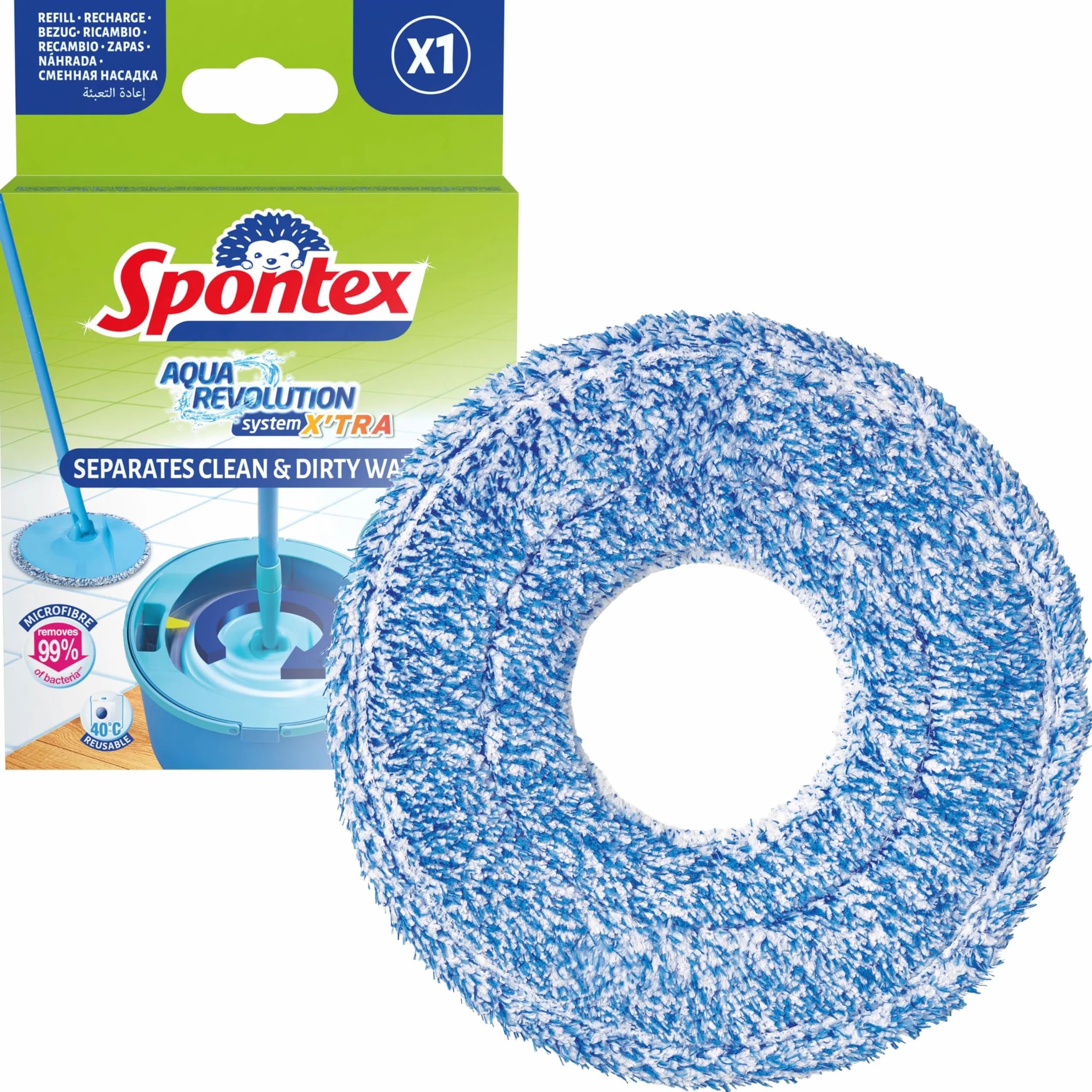 Spontex Aqua Revolution poszewka, zamiennik do zestawu wycieraczek podłogowych, z mikrofibry, 1 sztuka