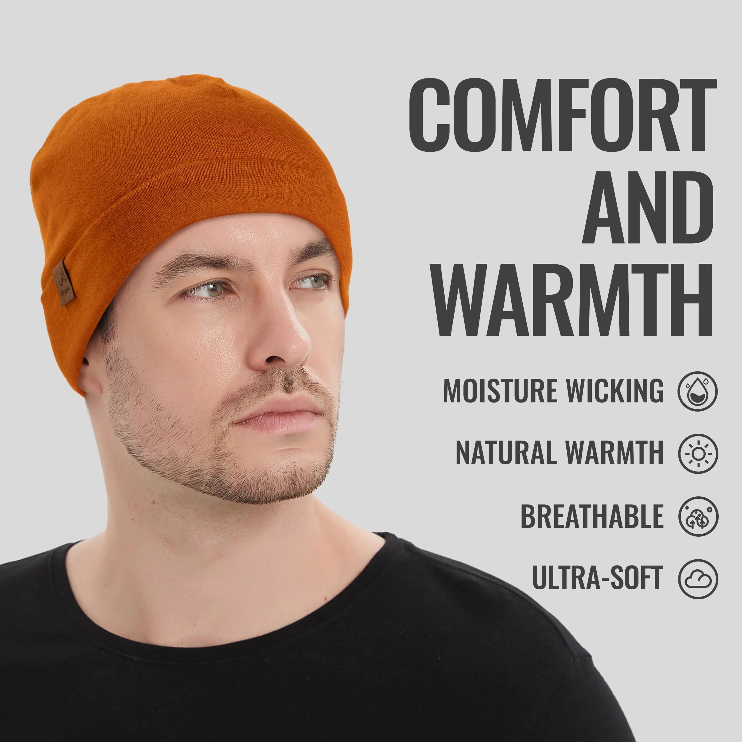 ACUSHLA 100% wełna merynosowa mankietowa czapka dla mężczyzn i kobiet dzianinowa czapka zimowa unisex czapka do zegarka czapka czaszka owijana na zimną pogodę, liść klonowy, rozmiar uniwersalny