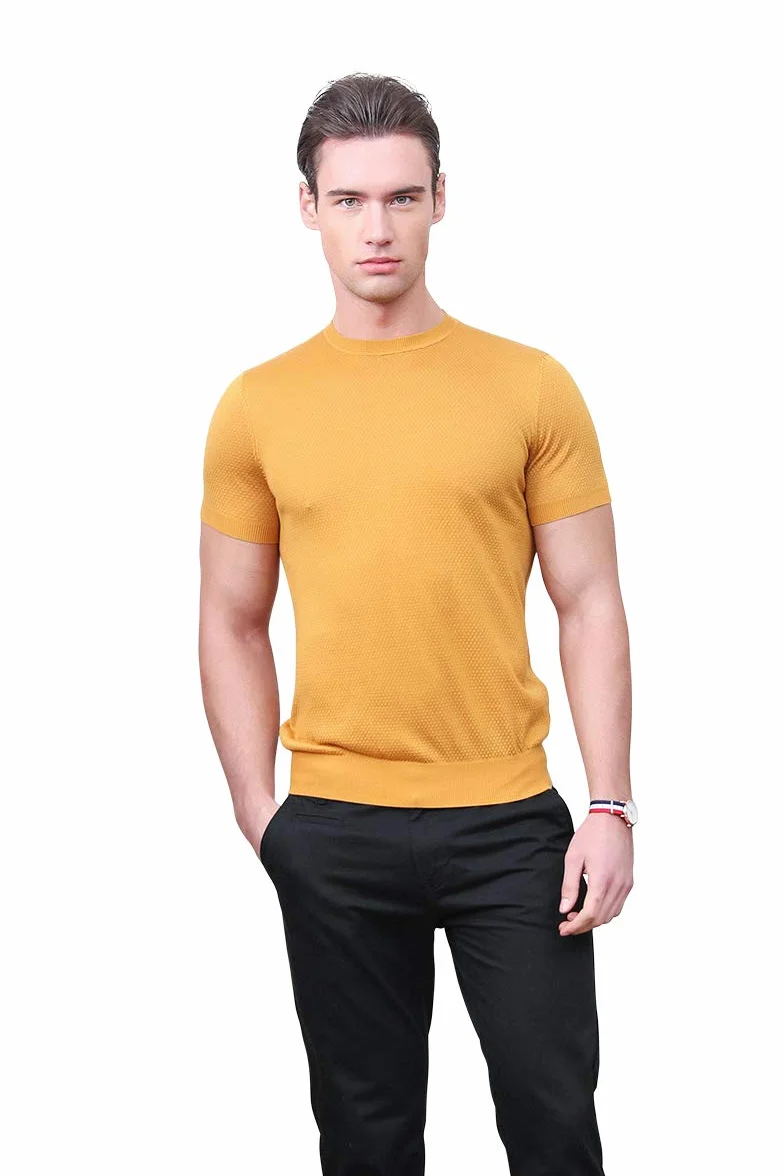 zhili Klasyczne męskie t-shirty z okrągłym dekoltem