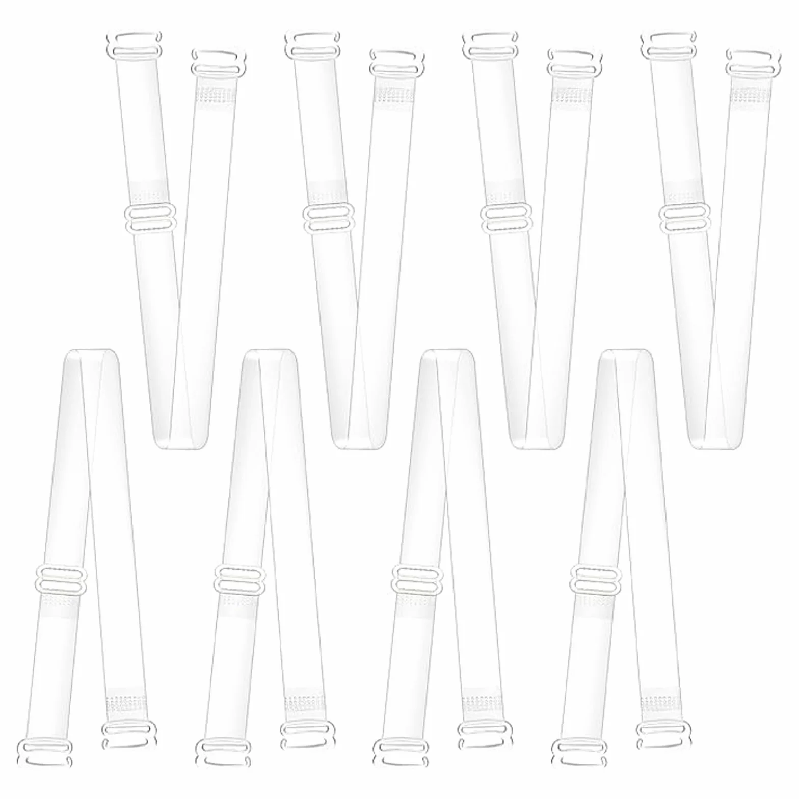 Jimkply 8 par przezroczystych ramiączek biustonosza, niewidoczne, antypoślizgowe paski na ramiona z miękkiego TPU, regulowane (szerokość 12 mm) do biustonoszy i sukienek bez ramiączek