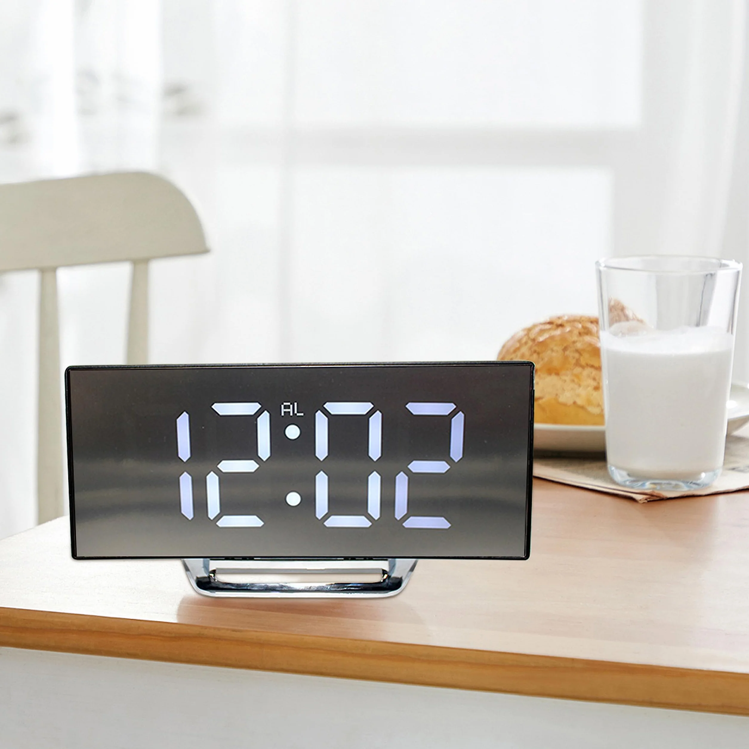 Retoo Budzik Cyfrowy LED, Zegar Stołowy, Przenośny Alarm z 2 Alarmami, Kalendarz, Wyświetlacz