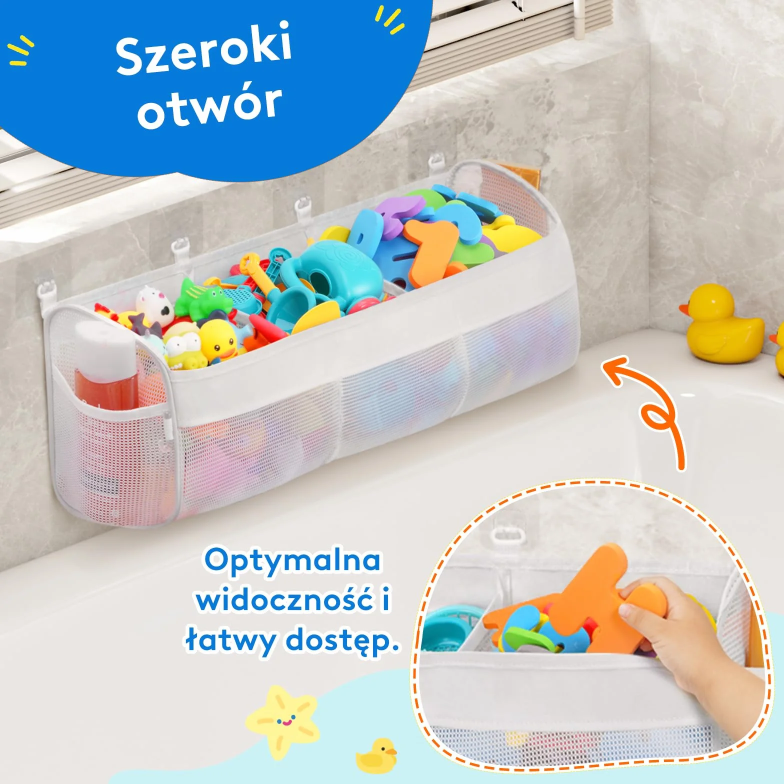 Lifewit 3-komorowy organizer naścienny na zabawki z 4 haczykami