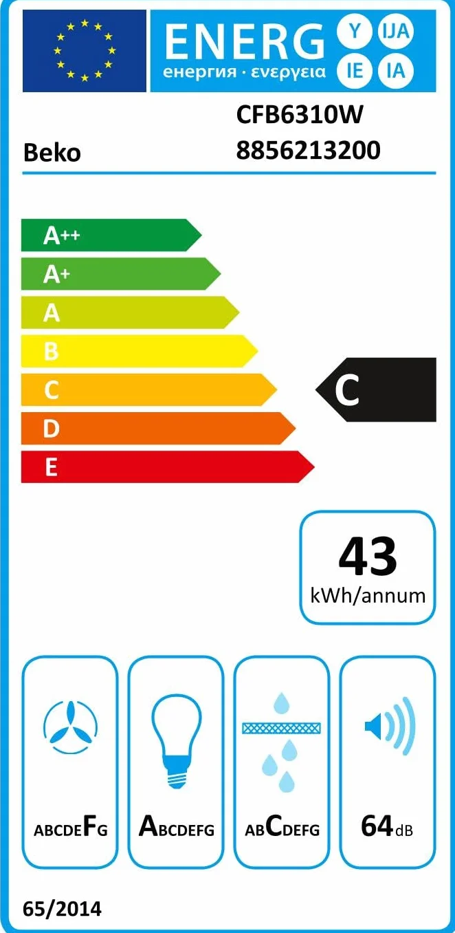 BEKO CFB6310W okap kuchenny, stal nierdzewna, nierdzewna