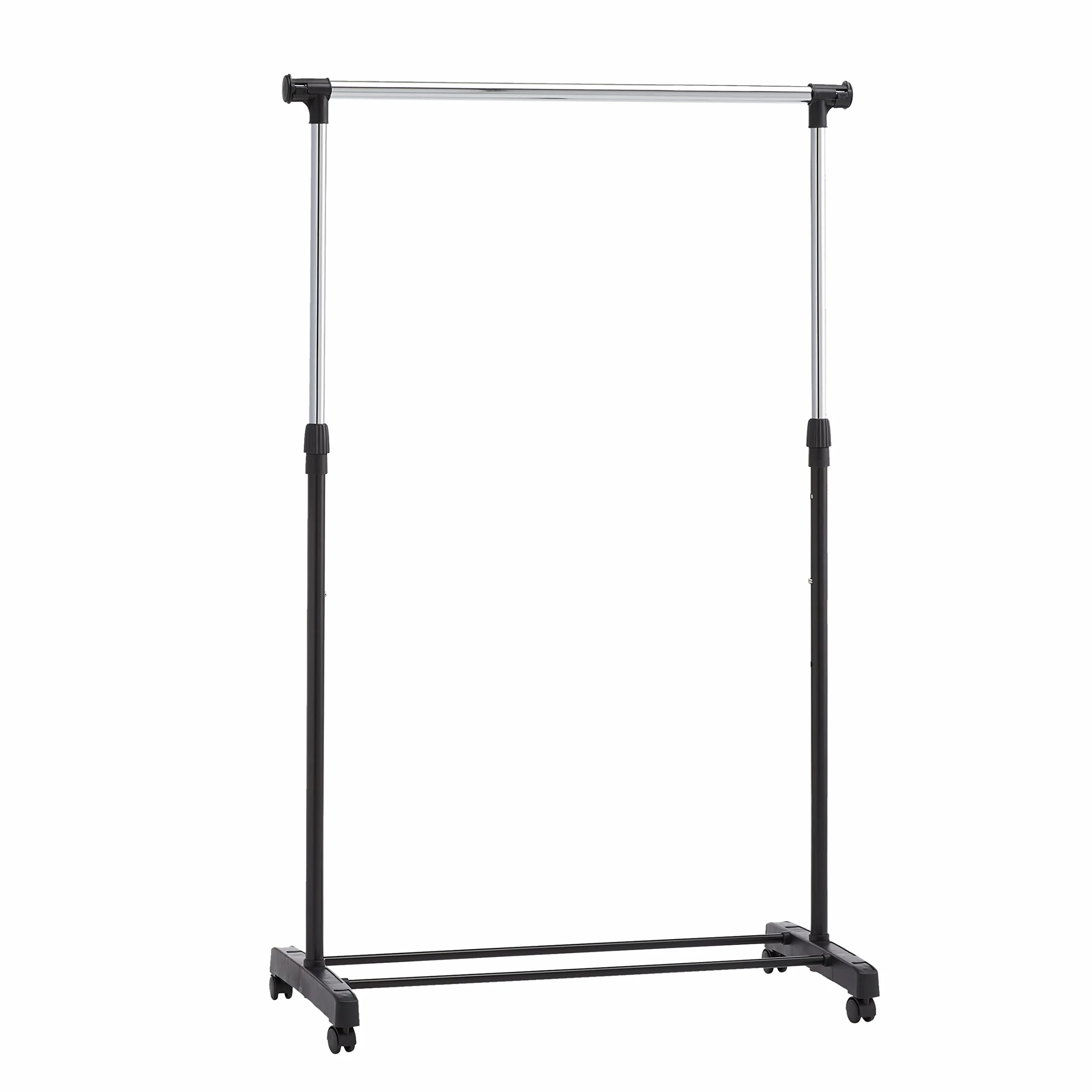 Amazon Basics Drążek na ubrania, z kółkami, 91,5-145 x 42 x 134-161 cm, chrom