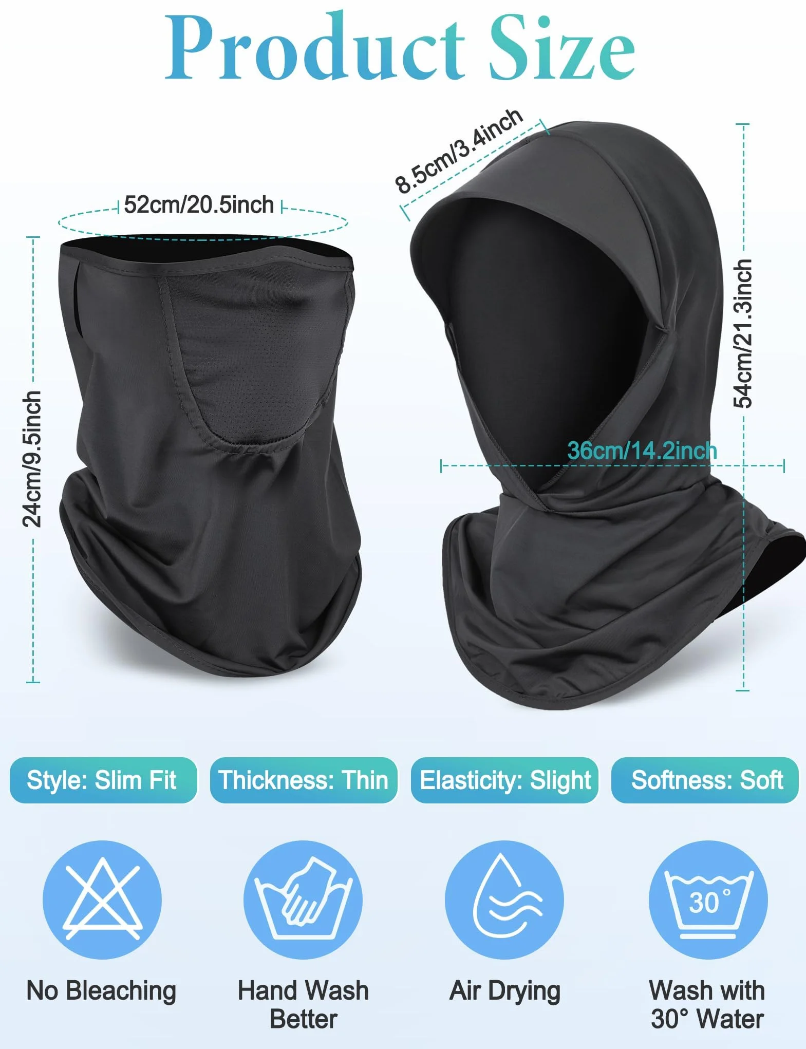 Becellen Balaclava letnia kominiarka, cienka czapka rowerowa, odporna na promieniowanie UV, fajna czapka rowerowa, wielofunkcyjna oddychająca czapka na rower, motocykl, czarny, Rozmiar uniwersalny