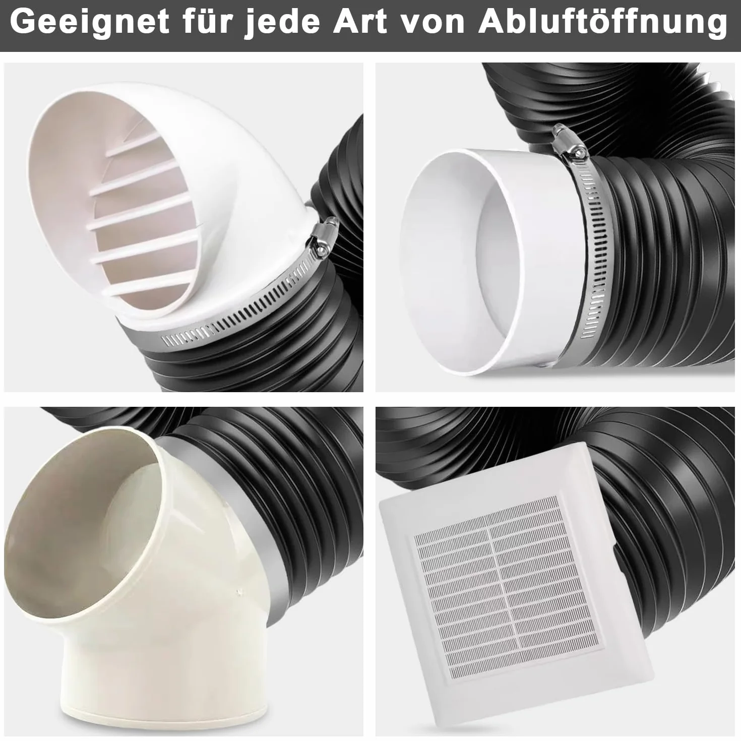 Wąż odprowadzający powietrze 125 mm z aluminium, elastyczne rury aluminiowe, długość 2 m, PVC, rury wentylacyjne z 2 kołami stalowymi, wąż do klimatyzacji, wąż odprowadzający powietrze z klimatyzatora