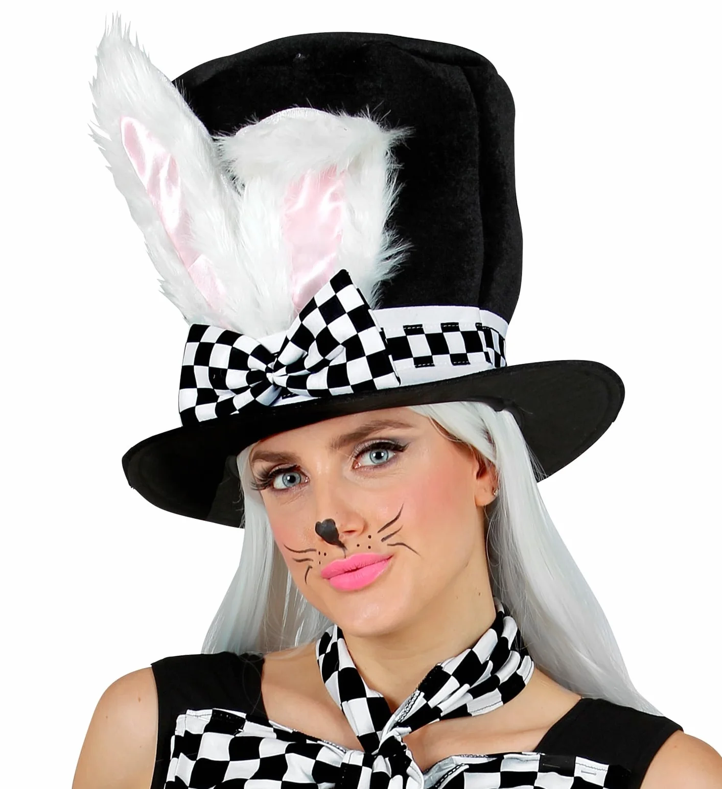 W WIDMANN MILANO Party Fashion 10021 – cylinder z kształtnymi uszami zająca, królik, kraina czarów, bajka, kapelusz, impreza tematyczna, karnawał