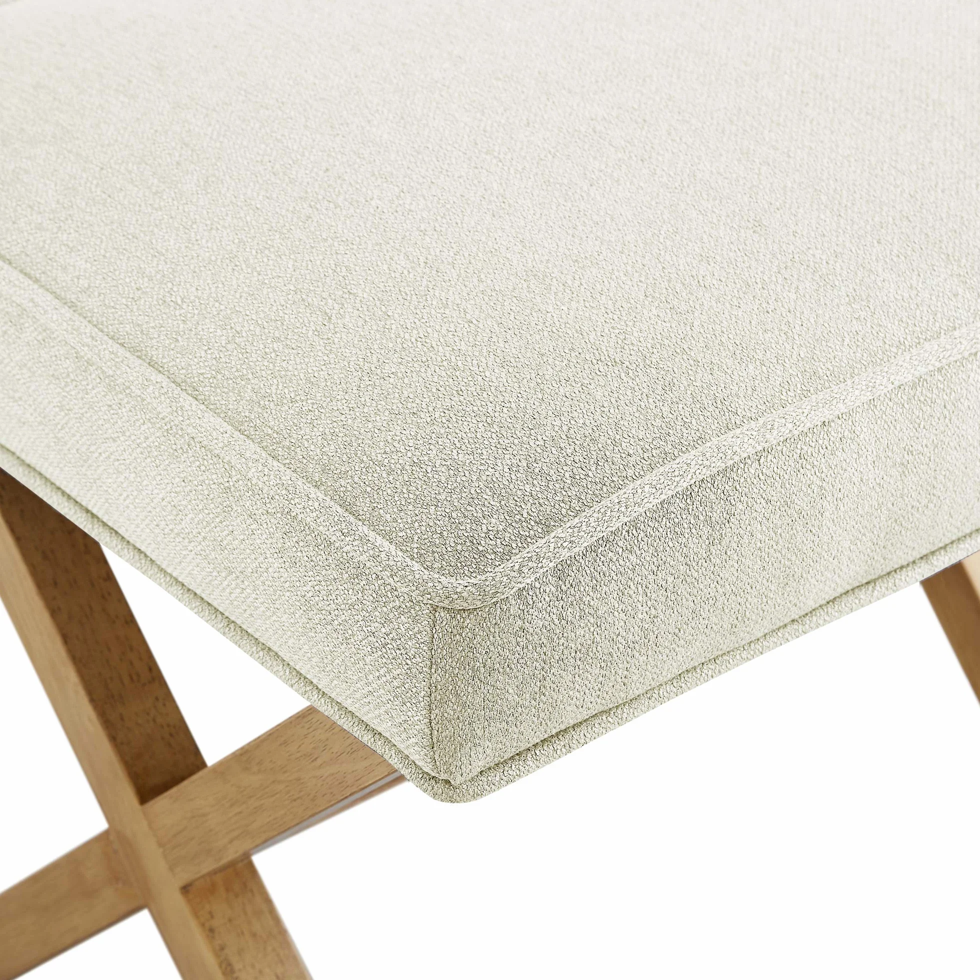 Amazon Basics prostokątne nowoczesne wzornictwo w kształcie litery X-Design, z połowy wieku, lniany taboret, szerokość 50,8 cm, kolor kości słoniowej