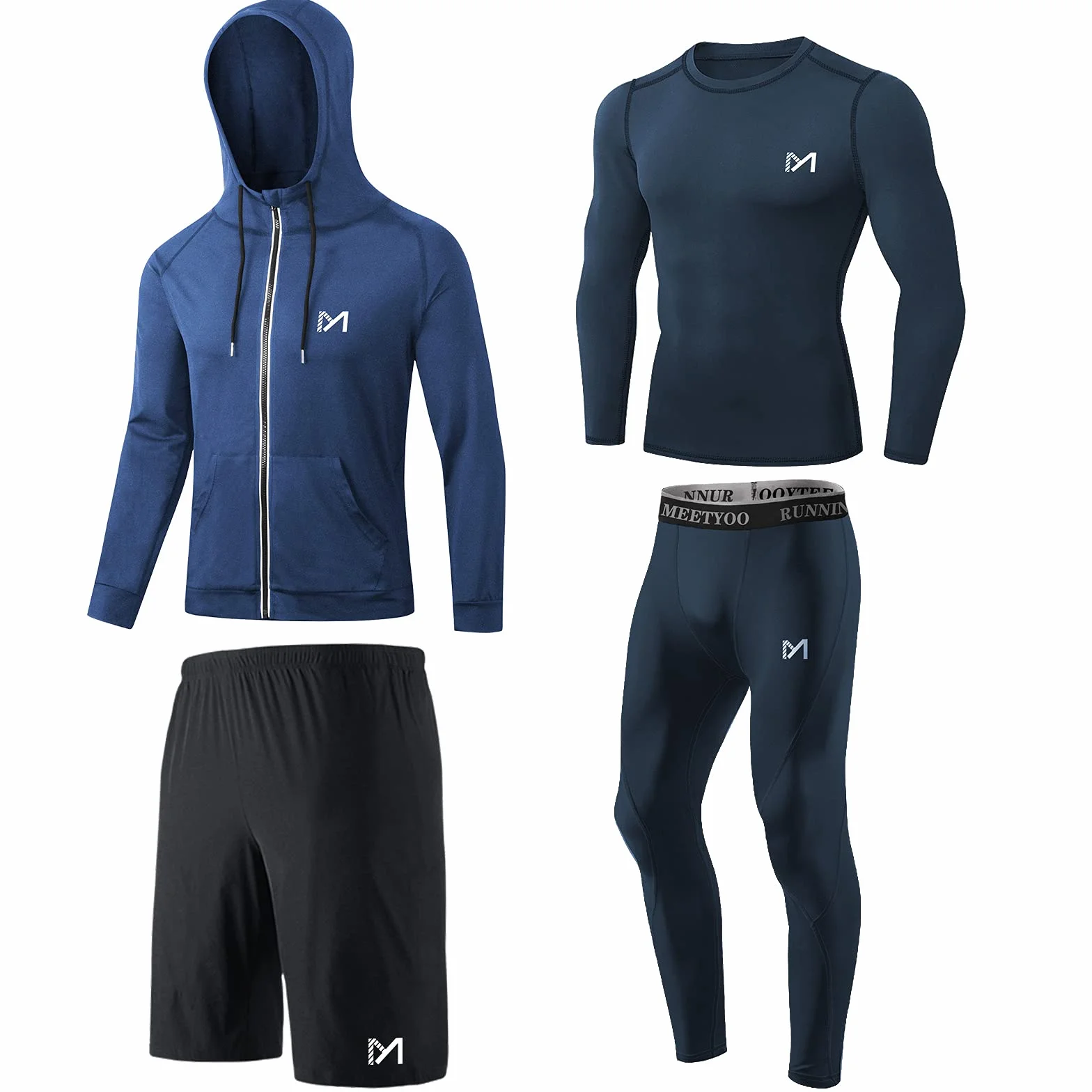 MEETYOO Kompressionsshirt Herren Set Kompressionsshirt Herren Zestaw męski