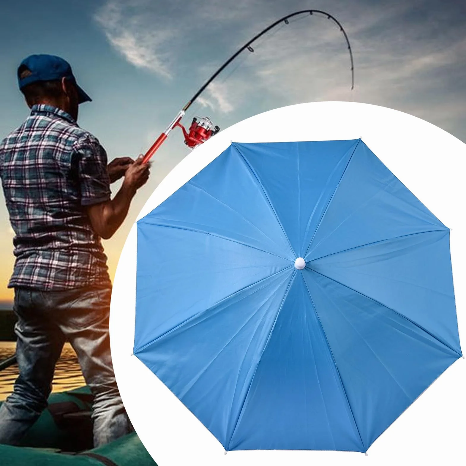 Kapelusz parasola, kapelusz przeciwsłoneczny, składany, regulowany nakrycie głowy z ochroną przed promieniowaniem UV, dla mężczyzn, kobiet, dzieci, aktywności na świeżym powietrzu, wędkarstwo, kemping