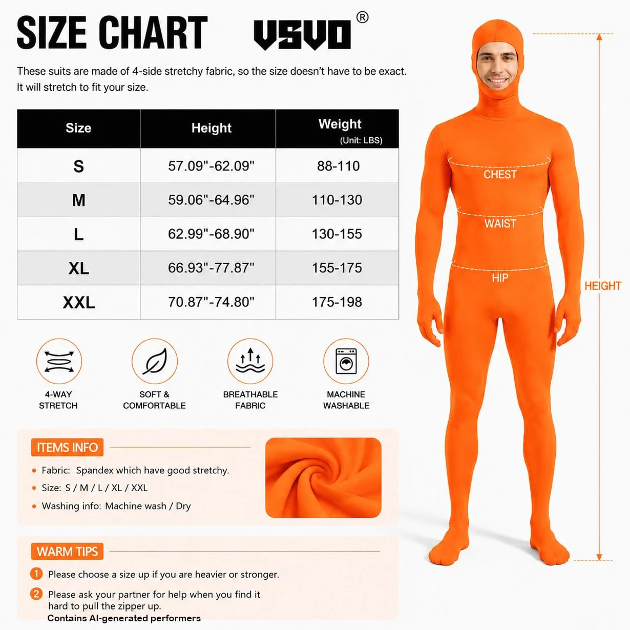VSVO Body Zentai Spandex Face Open