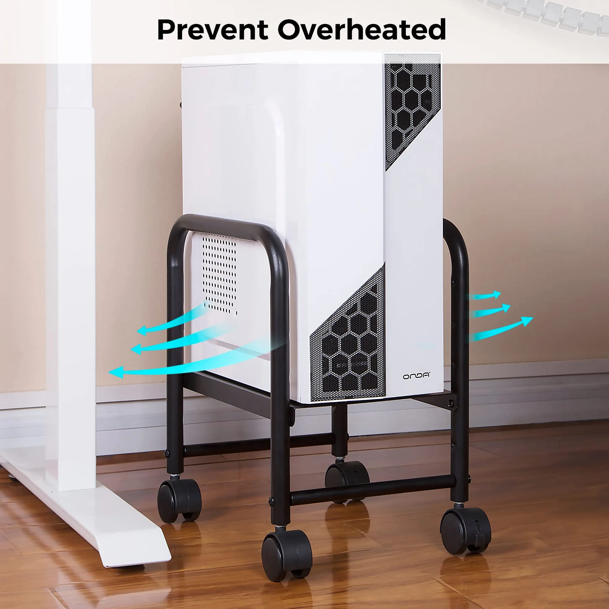 EUREKA ERGONOMIC Regulowany wysokościowo stojak na wieżę komputerową ATX-Case PC, stal czarny
