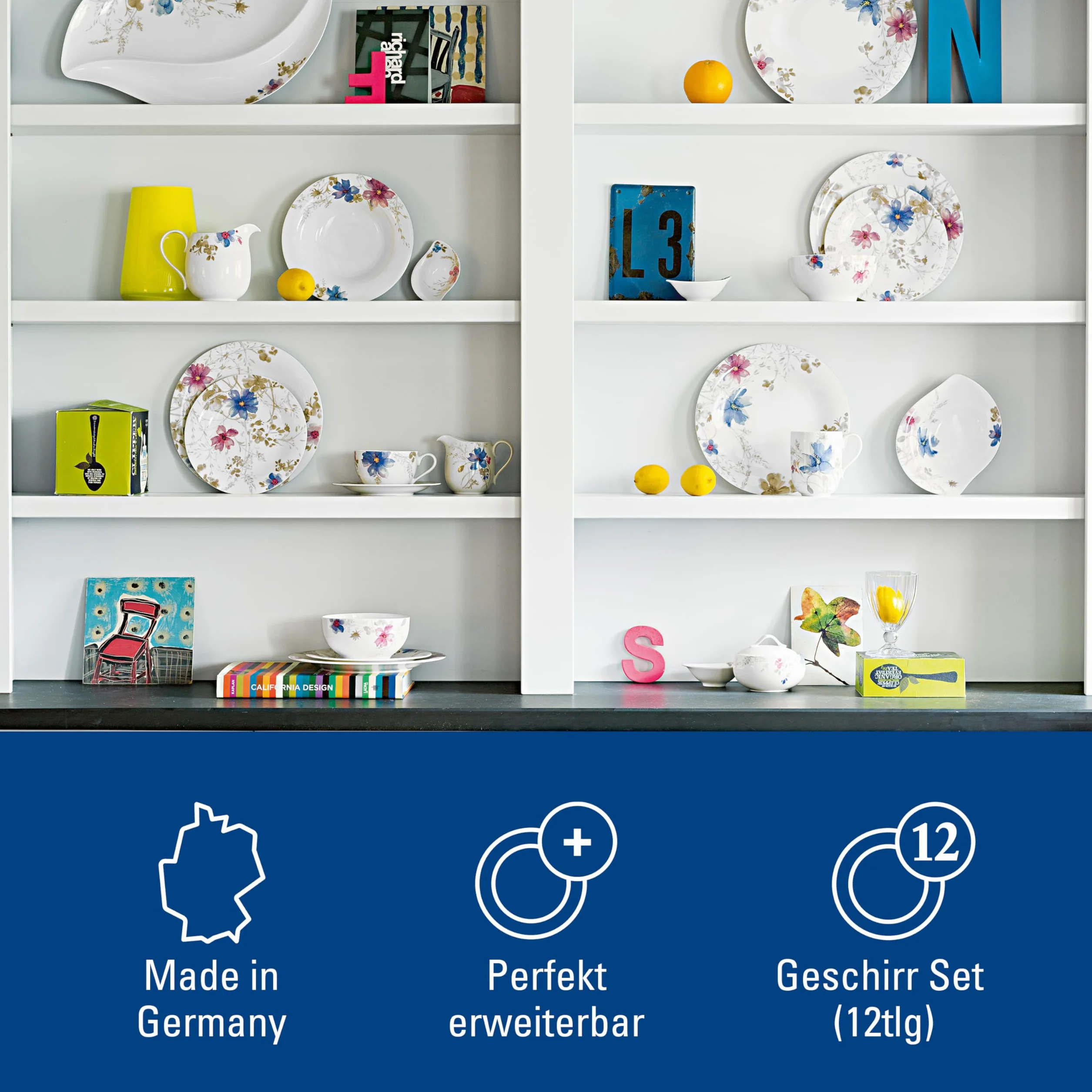 Villeroy & Boch Mariefleur Gris Basic Zestaw Obiadowy, Wielokolorowy, 12 sztuk