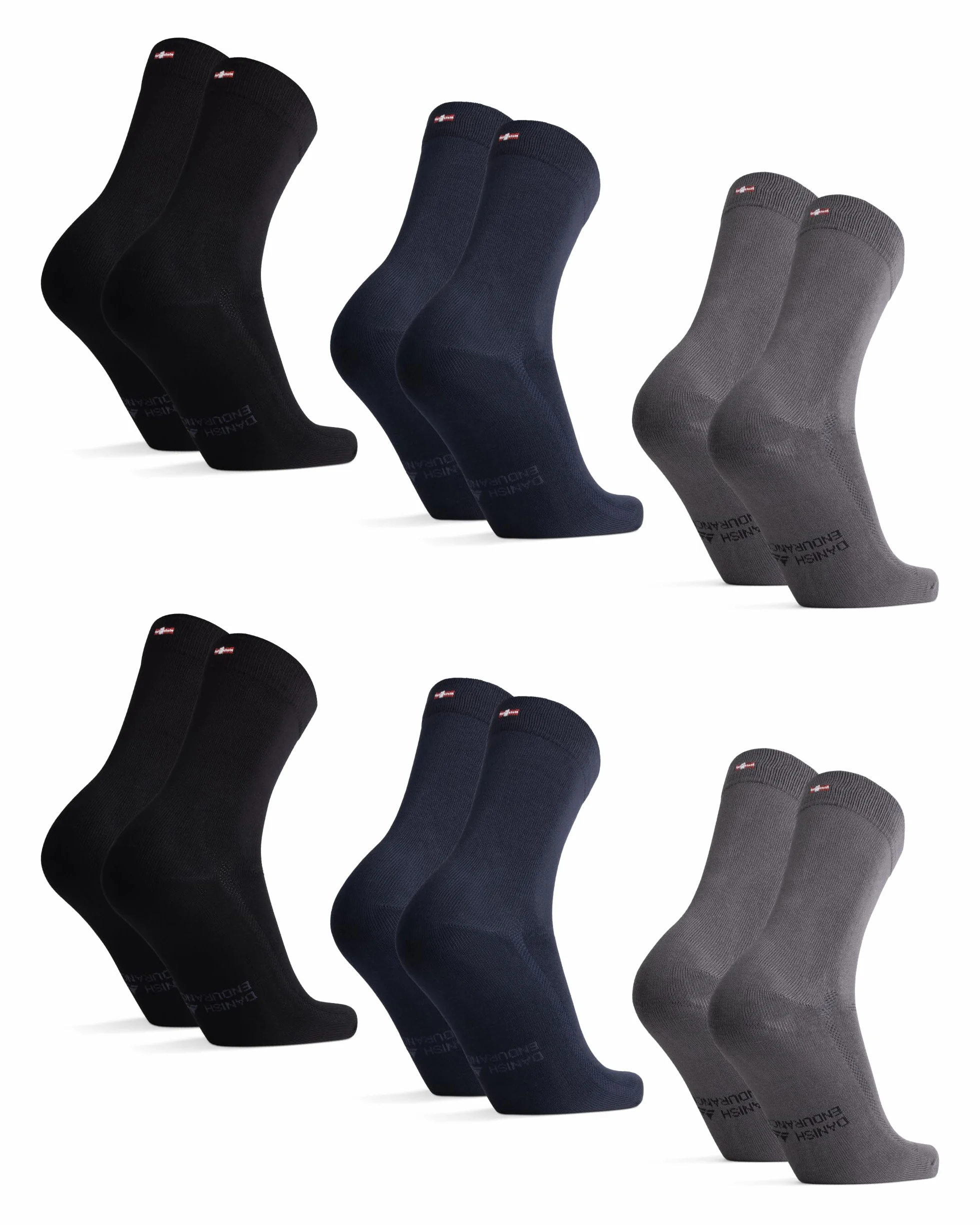 DANISH ENDURANCE Skarpety Bambusowe, Oddychające Skarpety, Miękkie, do Codziennego Noszenia, dla Mężczyzn i Kobiet, Unisex, 6-Pak