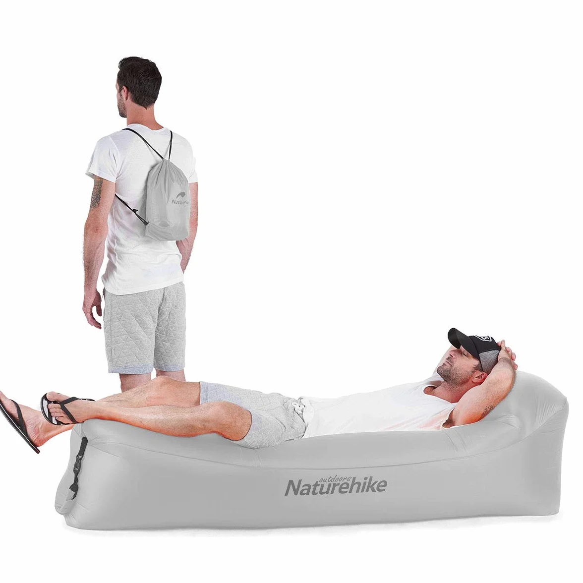 Naturehike Nadmuchiwany leżak Wodoodporna Sofa Powietrzna z Pakietem Przenośnym, Nadmuchiwana Sofa Leniwa Nadmuchiwana Sofa do Podróży, Pieszych Wycieczek Basenu i Plaży (Szary)