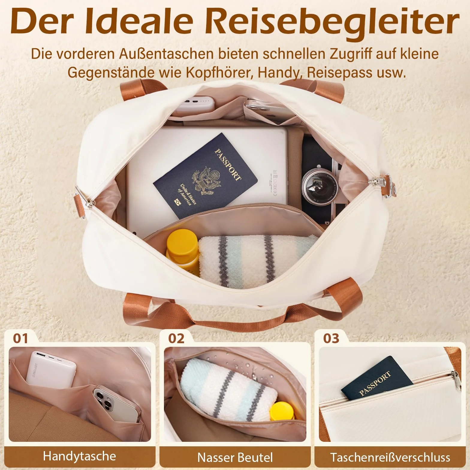 COOLIFE Zestaw walizek na kółkach, twarda obudowa, tworzywo ABS, 4 rolki, zamek TSA, wysuwany wózek na kółkach, walizka zawiera 1 torbę podróżną i 1 kosmetyczkę, ciemnozielony/brązowy, Koffer-Set 6tlg