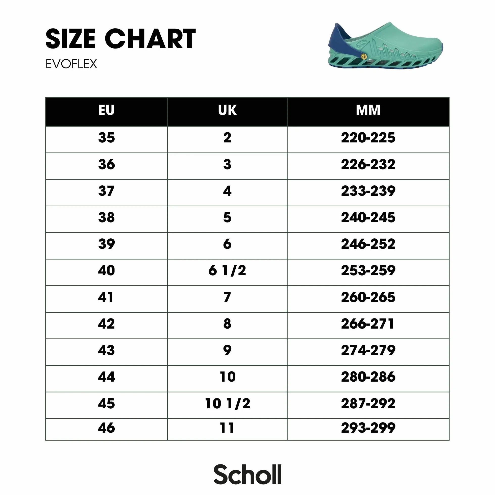 Scholl F293781004 Evoflex Clogs, Czarny, 41 EU