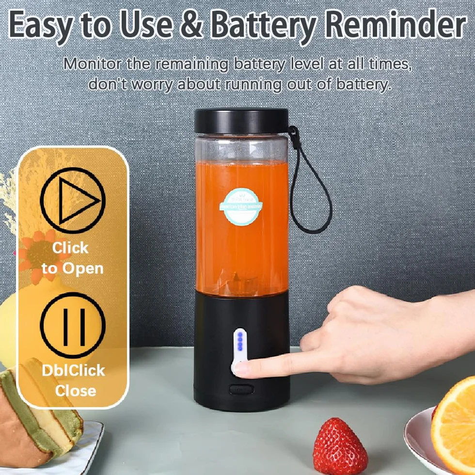 Przenośny blender do smoothie USB-C 6 ostrzy stal nierdzewna mini sokowirówka bez BPA