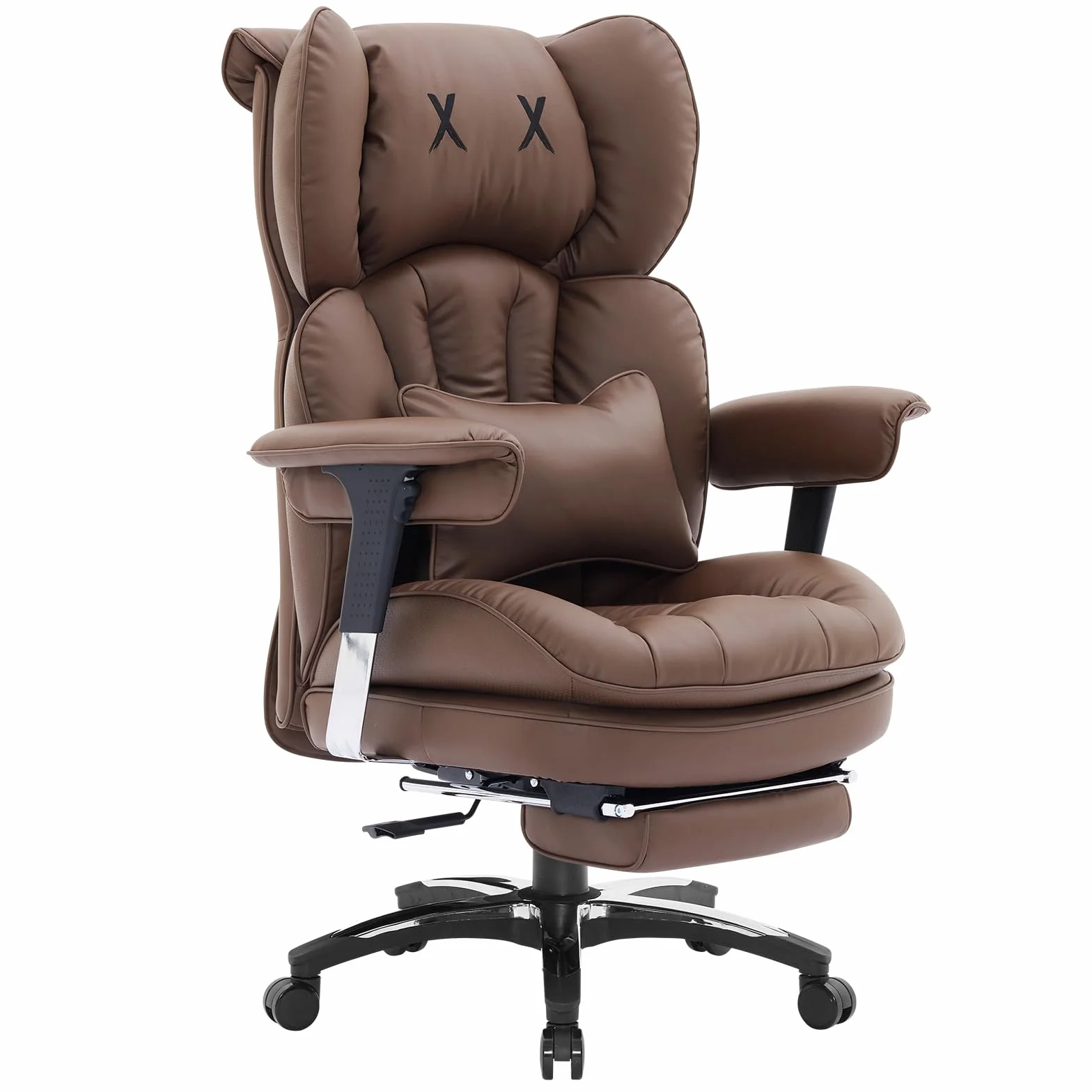 Efomao Ergonomiczny fotel biurowy z podnóżkiem, regulowany fotel gamingowy z poduszką lędźwiową i zagłówkiem, obrotowy fotel komputerowy z funkcją odchylania