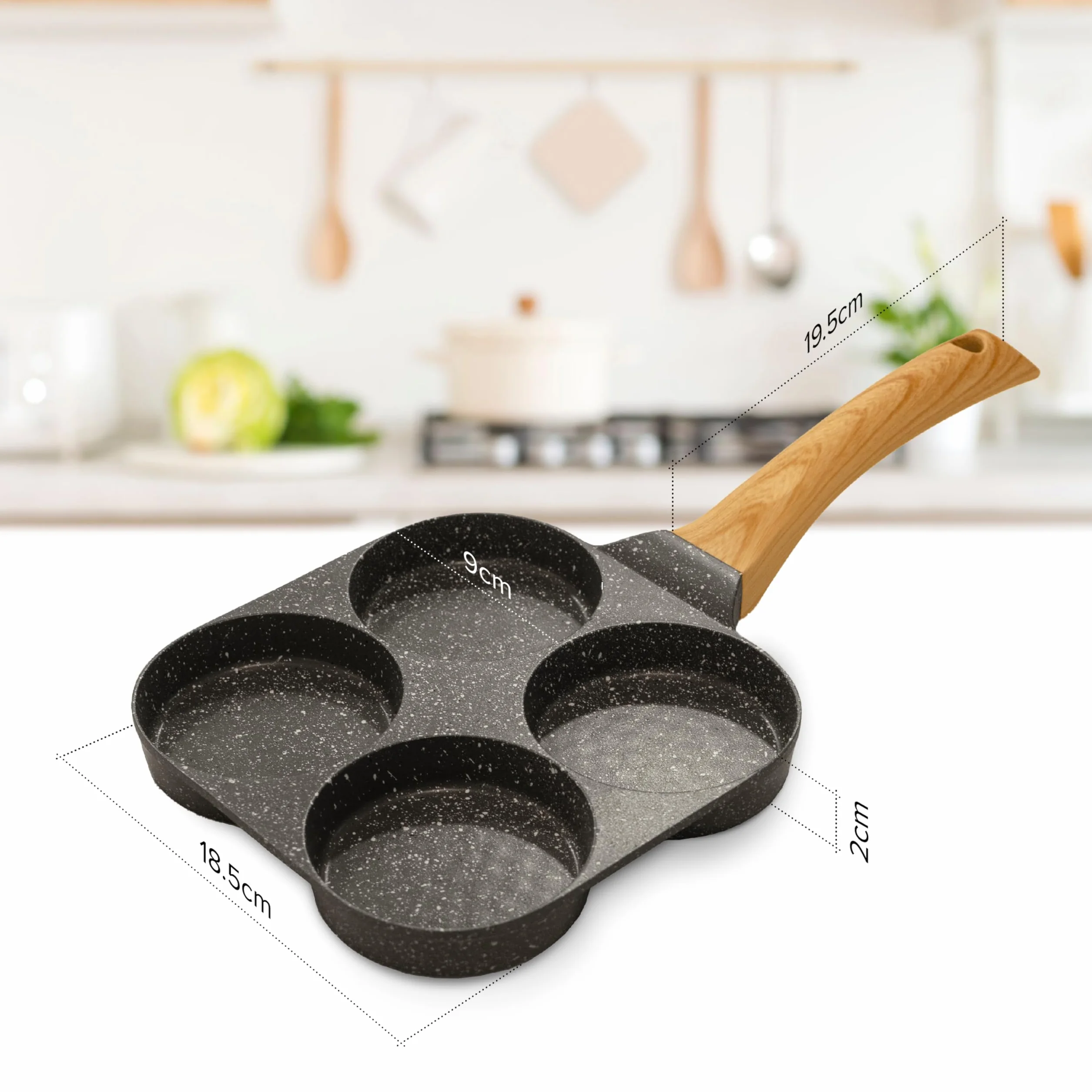 joeji's Kitchen 4 pierścienie do jajek mini patelnia do naleśników nieprzywierająca indukcyjna uchwyt bakelitowy