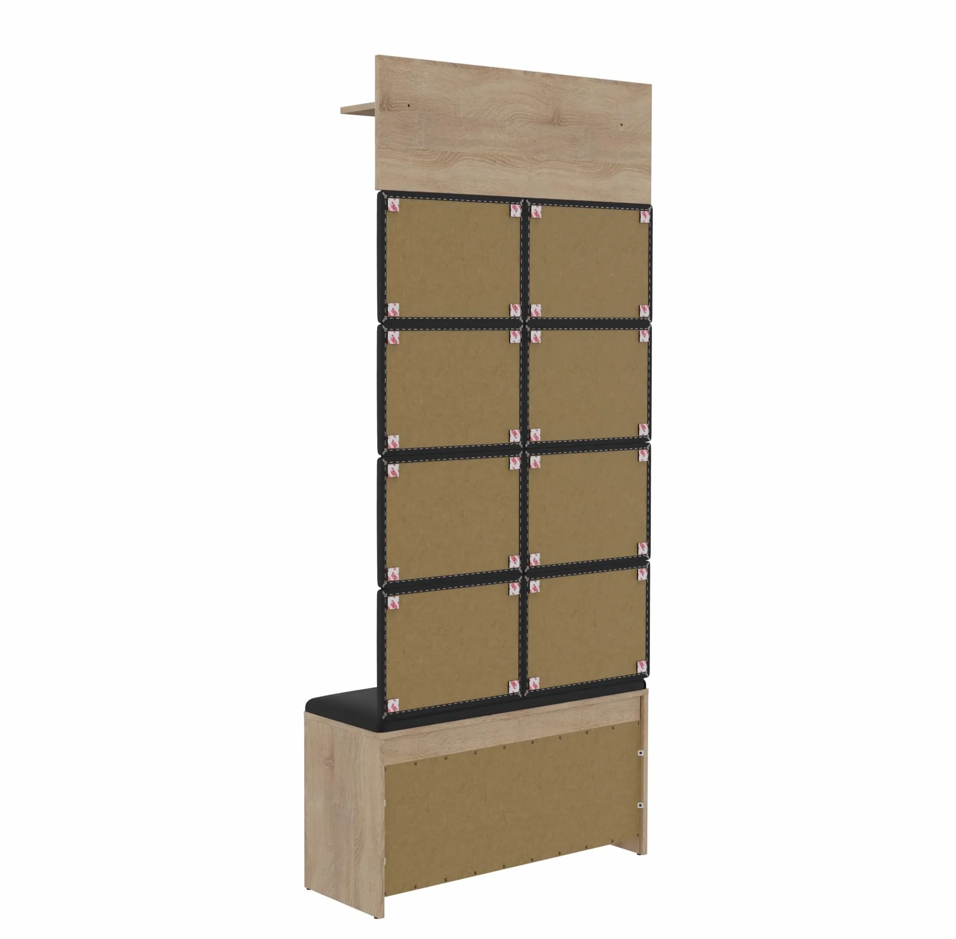 PLATAN ROOM Garderoba ścienna z panelem garderobianym, szafką na buty i szafką wiszącą, 100 cm, garderoba do przedpokoju, zestaw garderobiany na korytarz, dąb dębowy, białe drewno (3-częściowy z 8