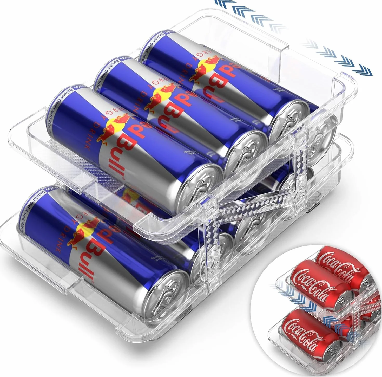 Organizer na Puszki z Podajnikiem 250 ml - 1 L, Walcowanie Podajnik Puszek do Lodówki, 9-11 Standardowych Puszek, Kuchnia Spiżarnia
