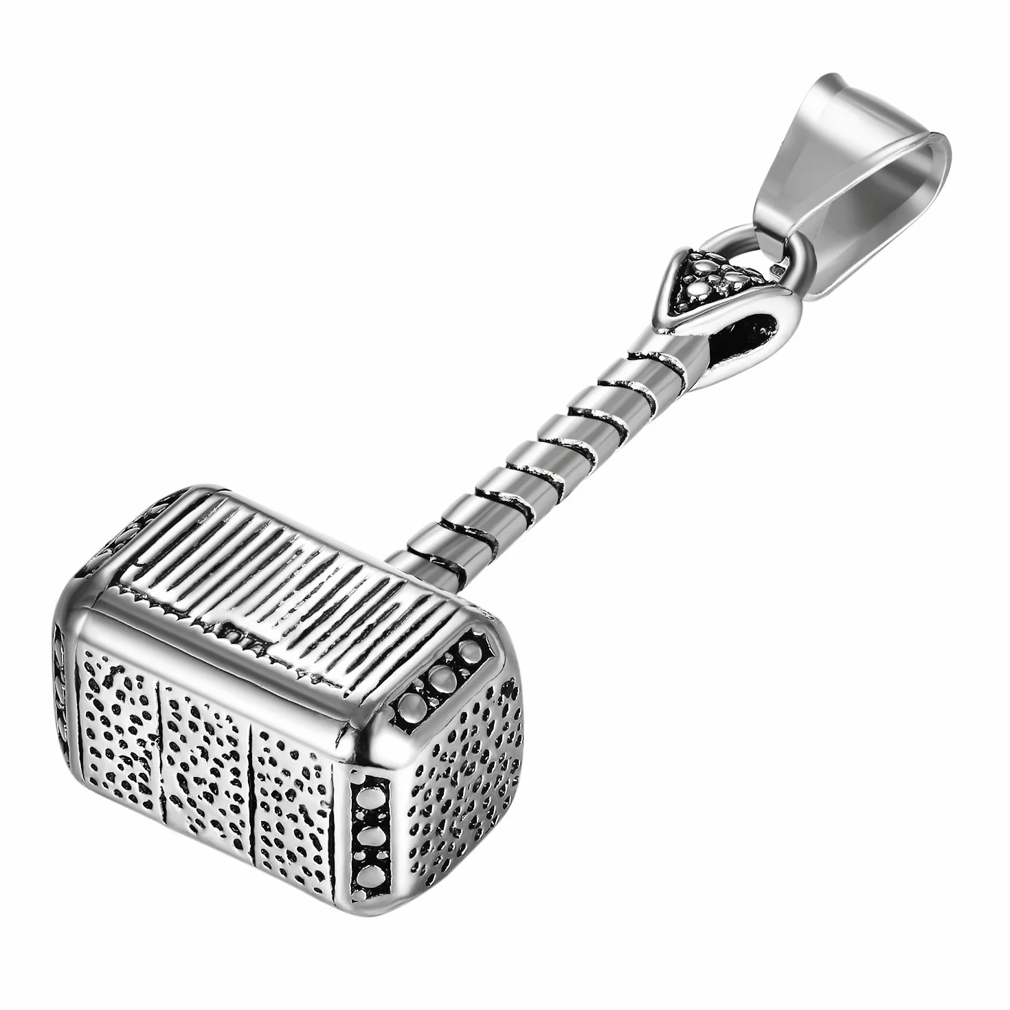 JewelryWe Biżuteria Wikingów Mjölnir naszyjnik męski ze stali nierdzewnej z młotem Thora, wisiorek z łańcuszkiem, amulet nodyczny wikingów, prezent dla mężczyzn, Stal nierdzewna, Bez kamieni