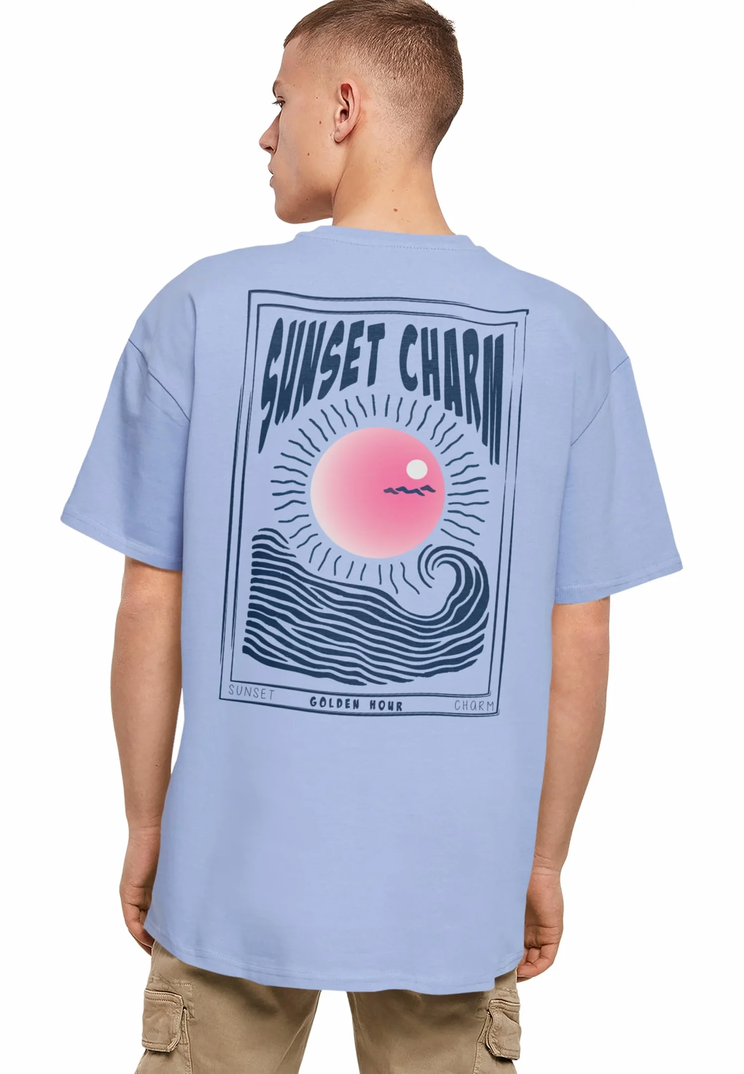 Merchcode Męski T-shirt 100% bawełna fioletowy L, Violablue, L