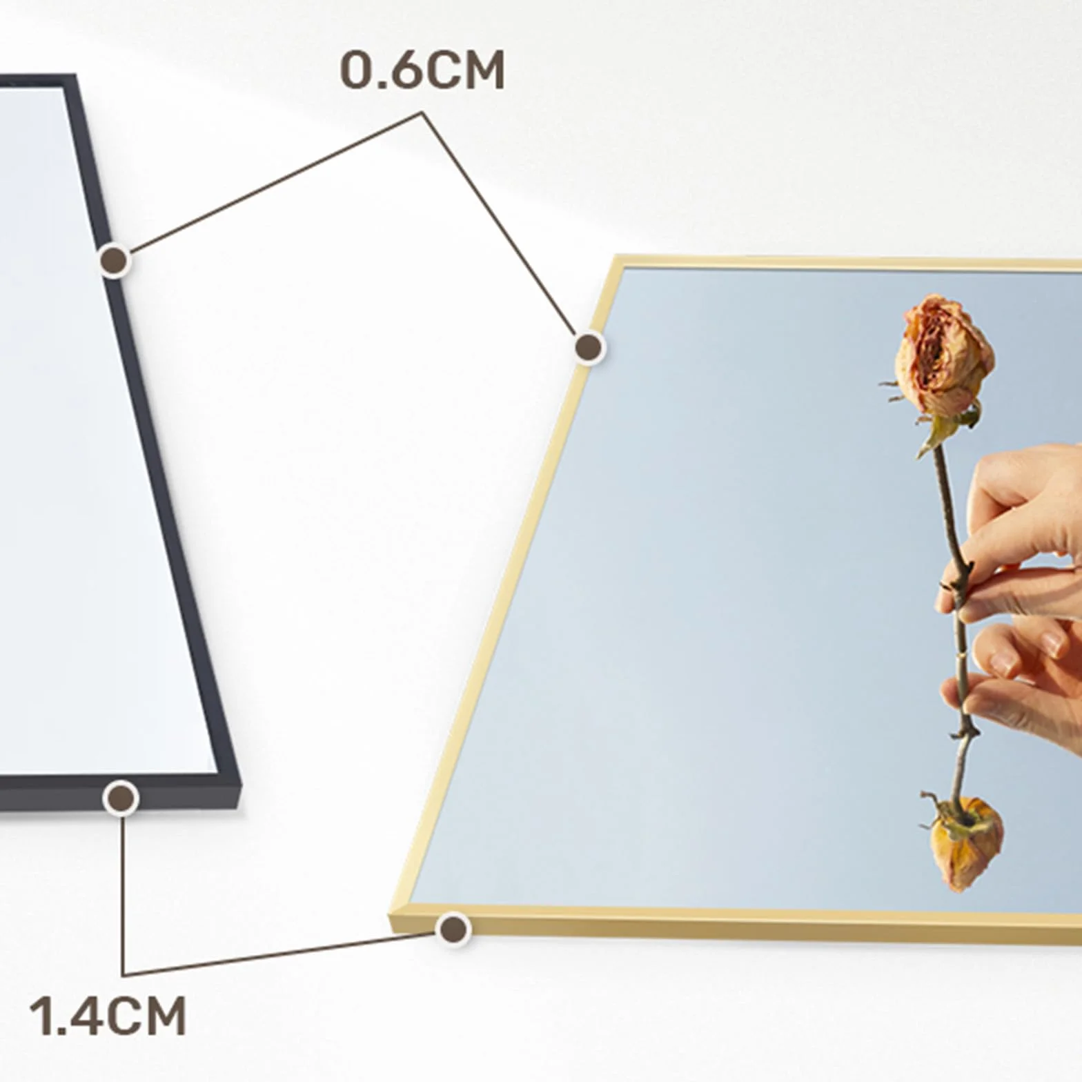 Złote długie lustro podłogowe 85 x 192 cm pełne ciało aluminiowa rama