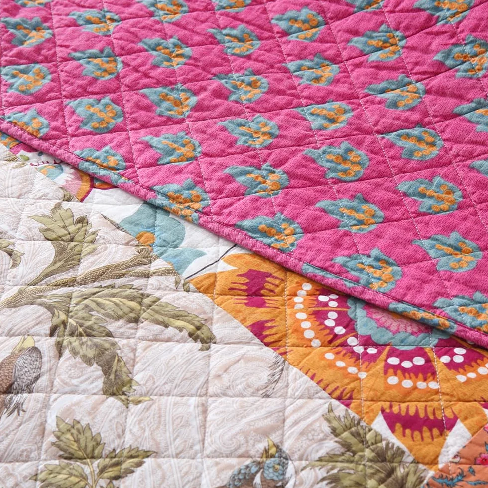 VISIMISI Narzuta na łóżko bawełniana 220 x 240 cm patchwork kolorowa pikowana