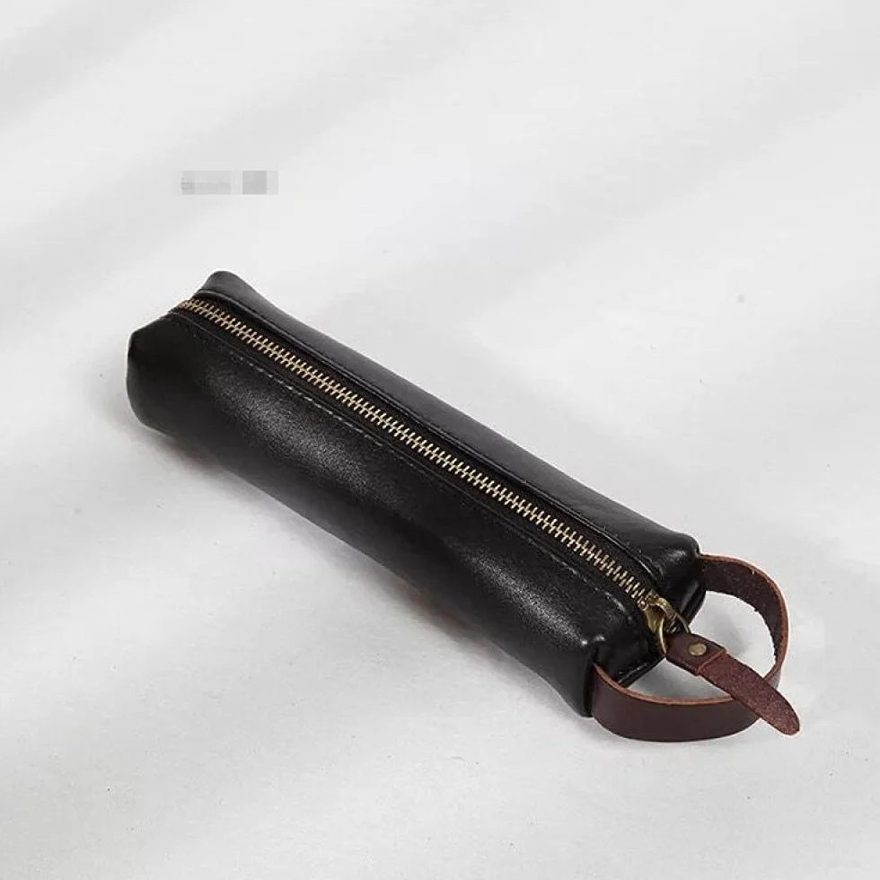 Okulary Słoneczne Skrzynka Etui Na Okularyrzemienna Rzemieślnik Wyroby Skórzane Warzywa Garbnikowana Skóra Duża Piórnik Przechowywania Torba Okulary Case Torba Kosmetyczna-Czarny