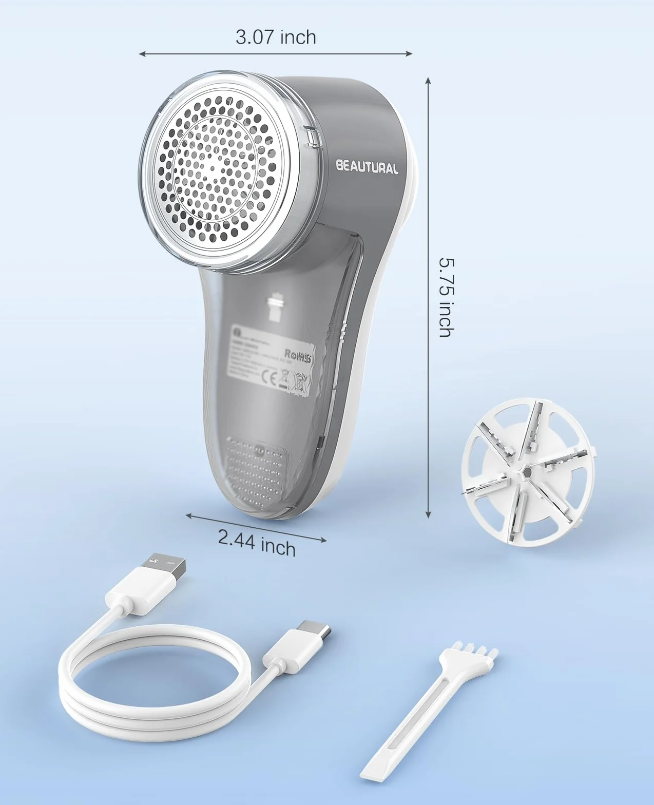 BEAUTURAL Golarka do tkanin Elektryczna USB-C Akumulatorowa 9000 obr/min