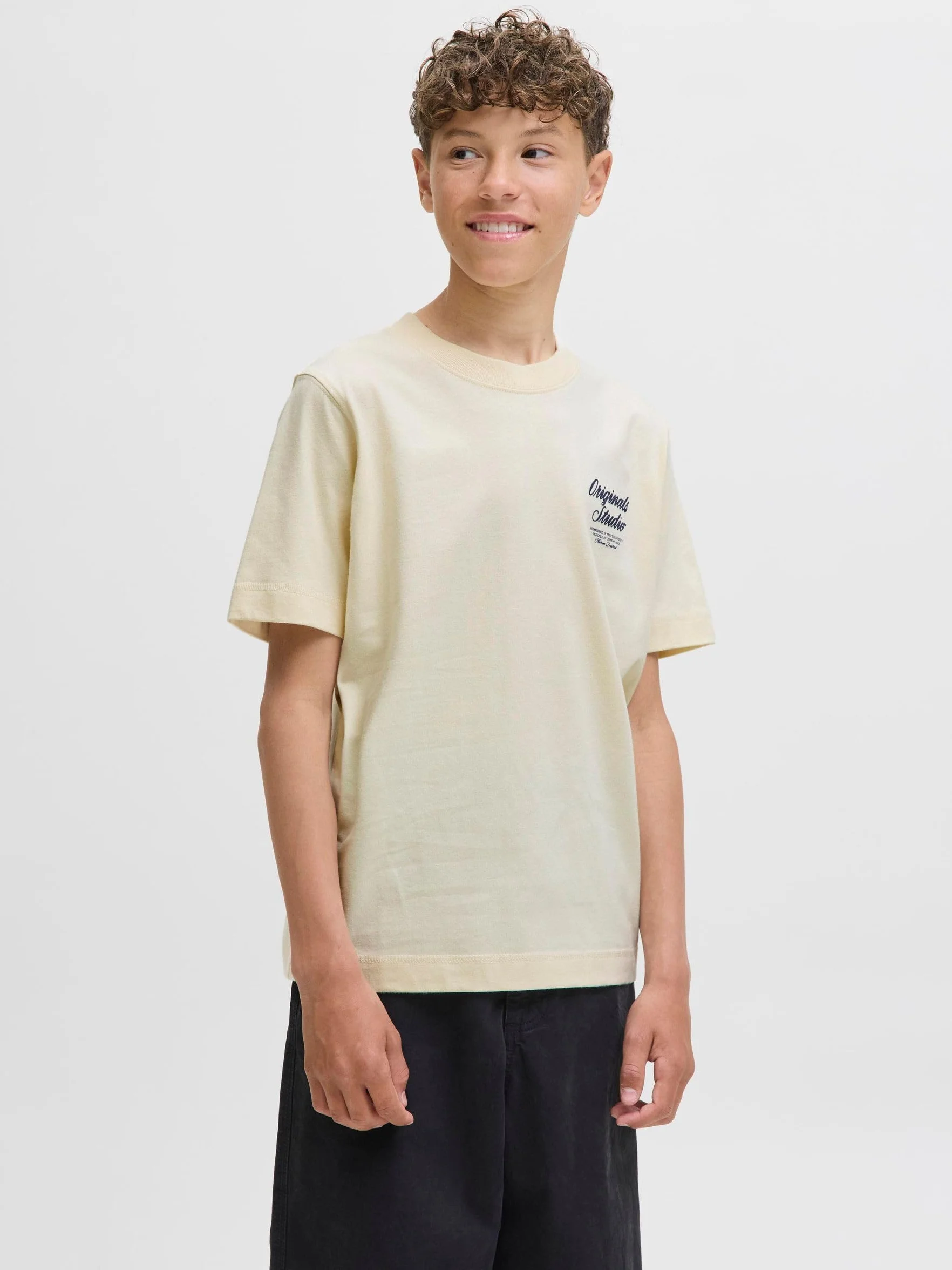 JACK & JONES Junior Jornorrebro Typo Tee Ss Crew Neck Sn Jnr, Antique White, 152