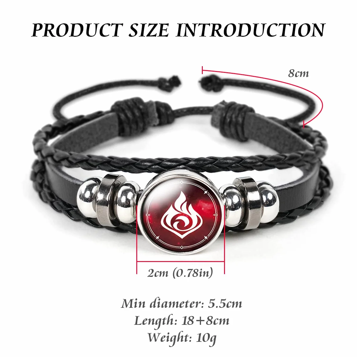 Aucuu Bransoletka Genshin Impact, unisex, Animne, świecąca bransoletka, Boże oko, cosplay, prezent, szczęśliwa opaska na nadgarstek z 7 elementami, zamiennik, ogień, lód, wiatr, trawa, skała, grzmot,