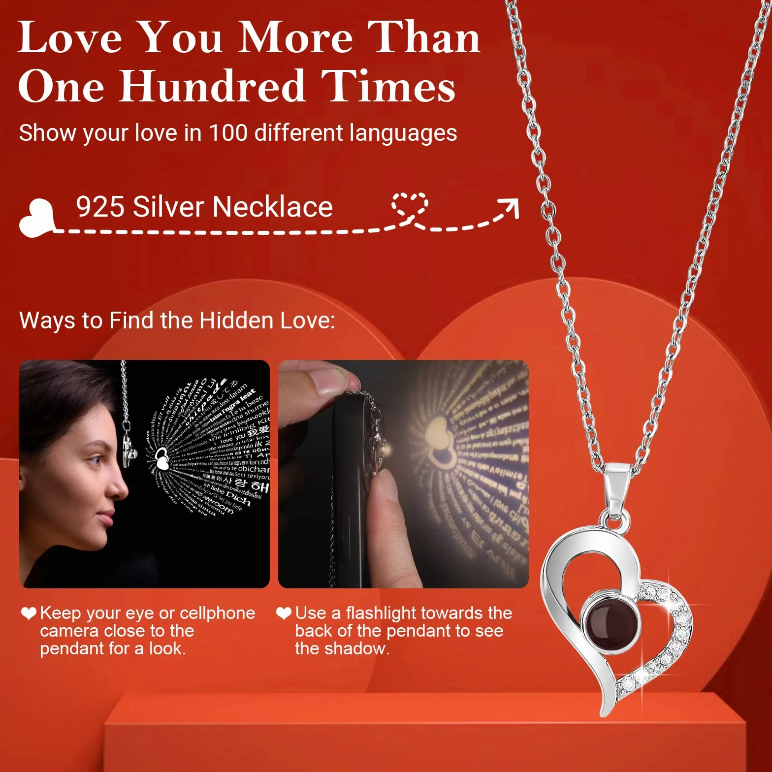 Emibele Preserved Real Rose S925 Sterling Silver Necklace I Love You 100 Languages Eternal Rose Box Music Lights Romantic Birthday Gifts Women