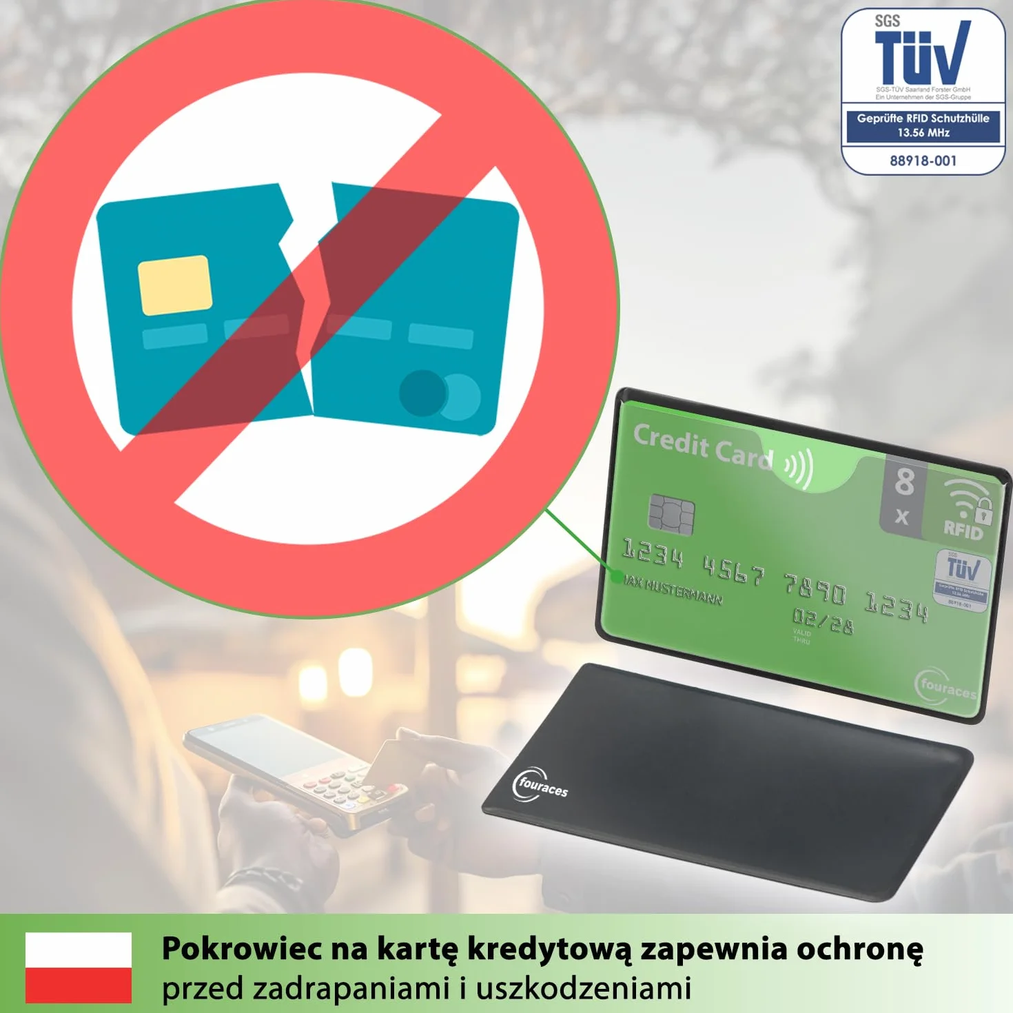 fouraces 8x etui ochronne z blokadą RFID – zabezpieczenie przed kradzieżą danych – etui ochronne NFC – etui na karty kredytowe i karty EC, etui z twardego plastiku na karty bankowe