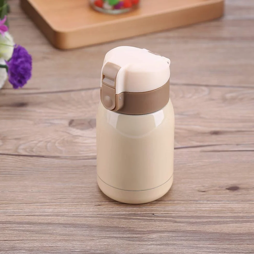 Izolowana Butelka na wodę 200 Ml, Termos na Gorące Napoje ze Stali Nierdzewnej, Szczelna, Bez BPA, Butelka Termosowa do Szkoły, Sportu, na Zewnątrz, Siłownia 6,5 ​​x 13 Cm (180ml)