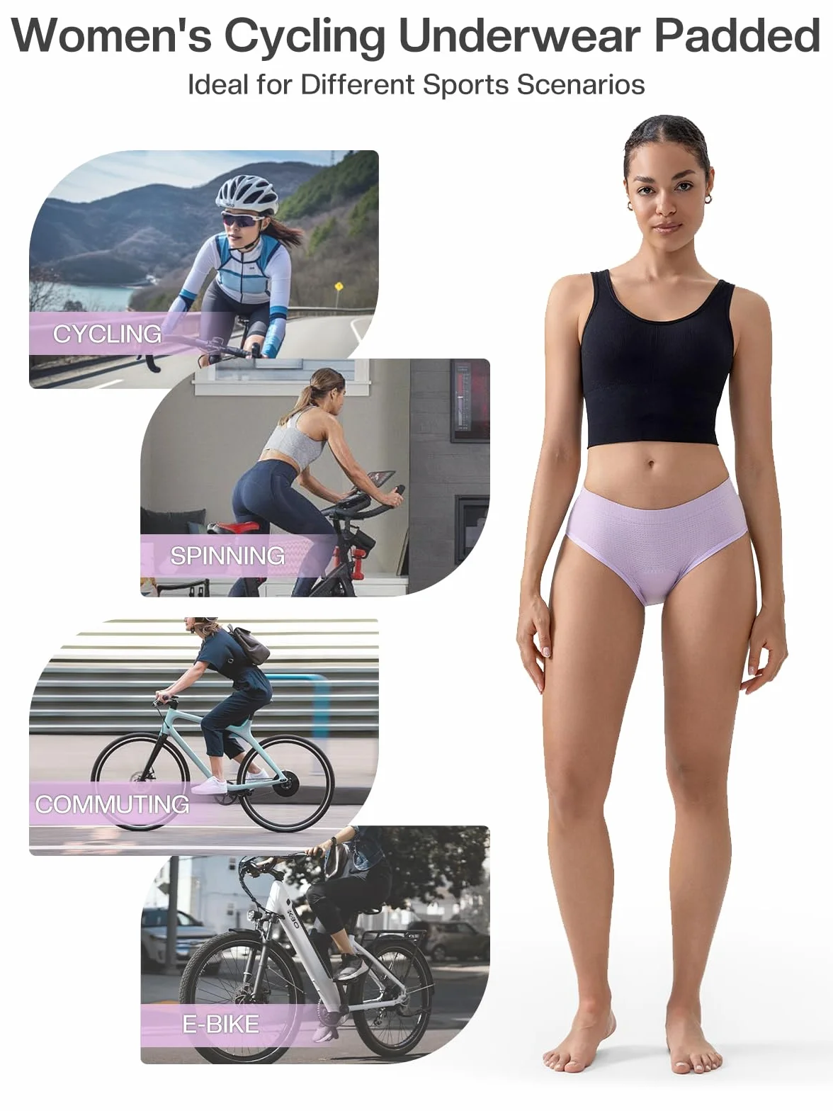 Wyściełana bielizna rowerowa 4D damskie spodenki rowerowe z wyściółką majtki rowerowe