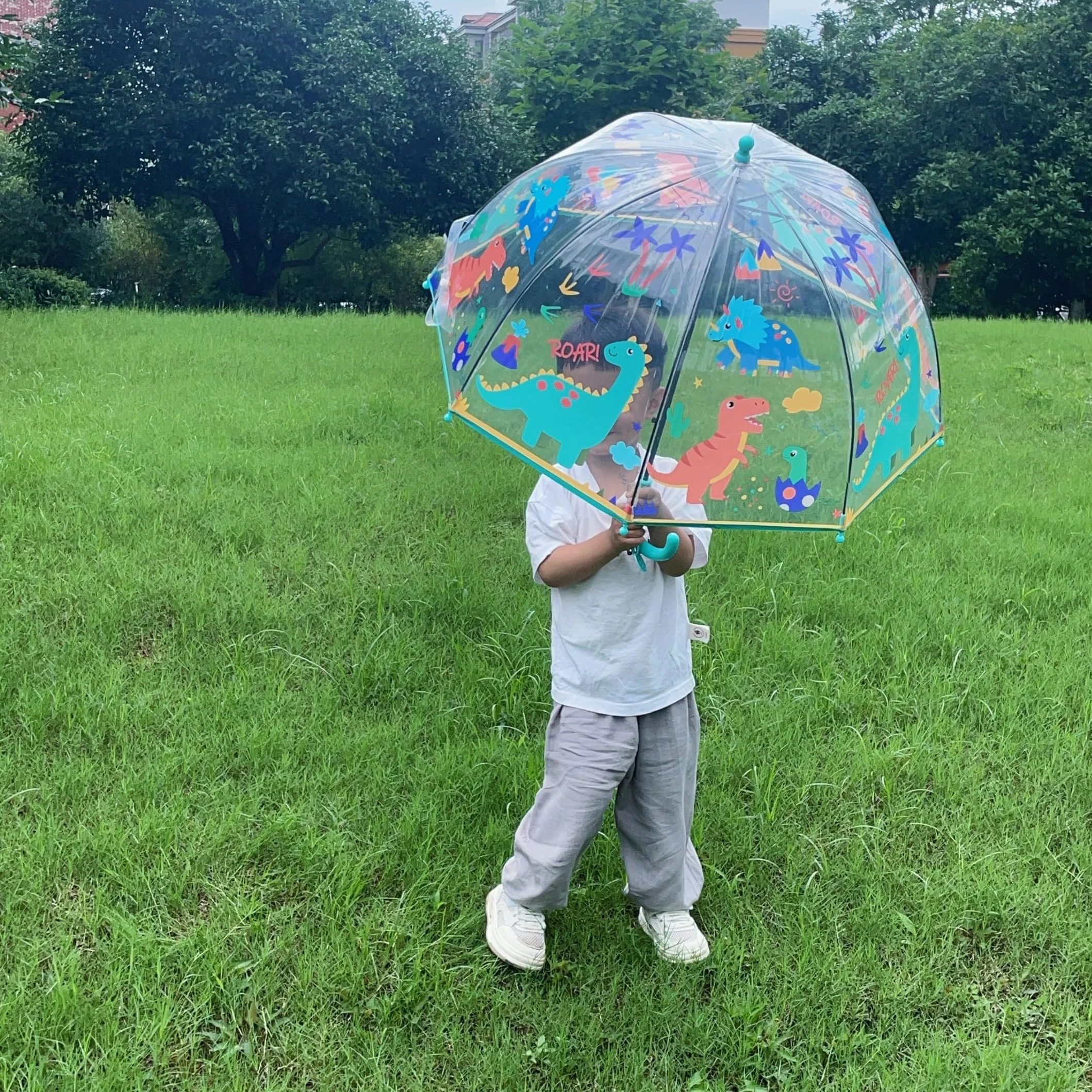 Parasol dziecięcy z dachem kopułowym, lekki, uroczy, zabawny design, ochrona przed wiatrem i deszczem, parasol w kształcie dzwonka, przezroczysty - prezent dla dzieci