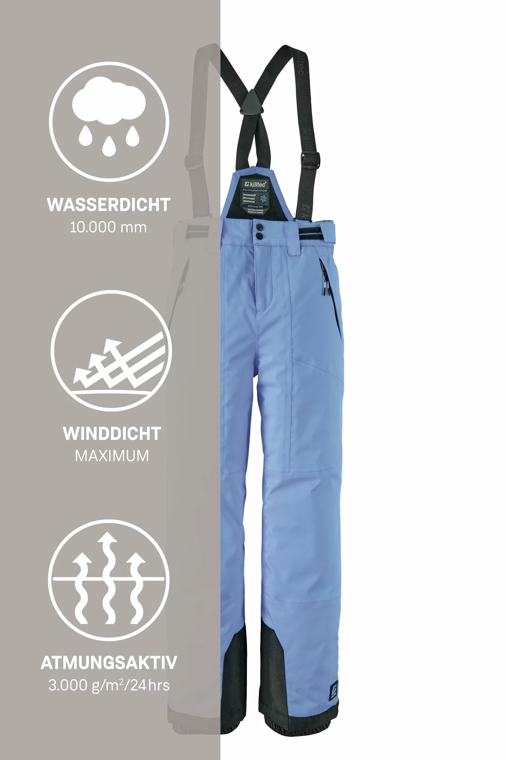 Killtec Girls Skihose 242 - Spodnie narciarskie z odpinanym szelkami i zabezpieczeniem krawędzi Dziewczynki