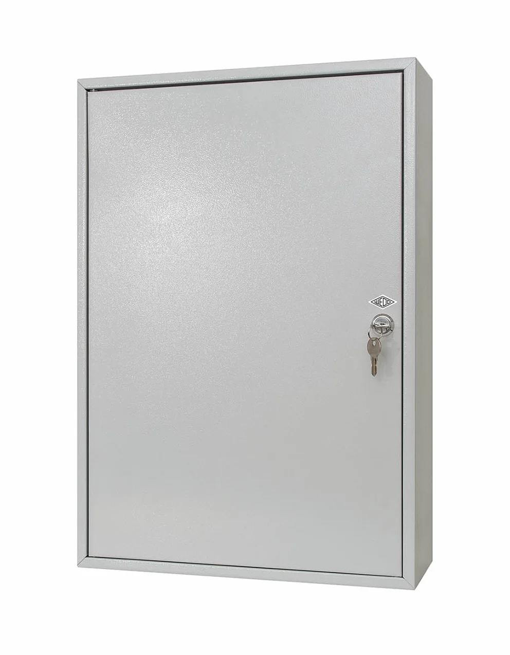 Wedo 10272037X Szafka na klucze na 200 haczyków, blacha stalowa malowana proszkowo, 38 x 14 x 55 cm, zamek bezpieczeństwa z 2 kluczami, szyna hakowa regulowana indywidualnie), jasnoszara