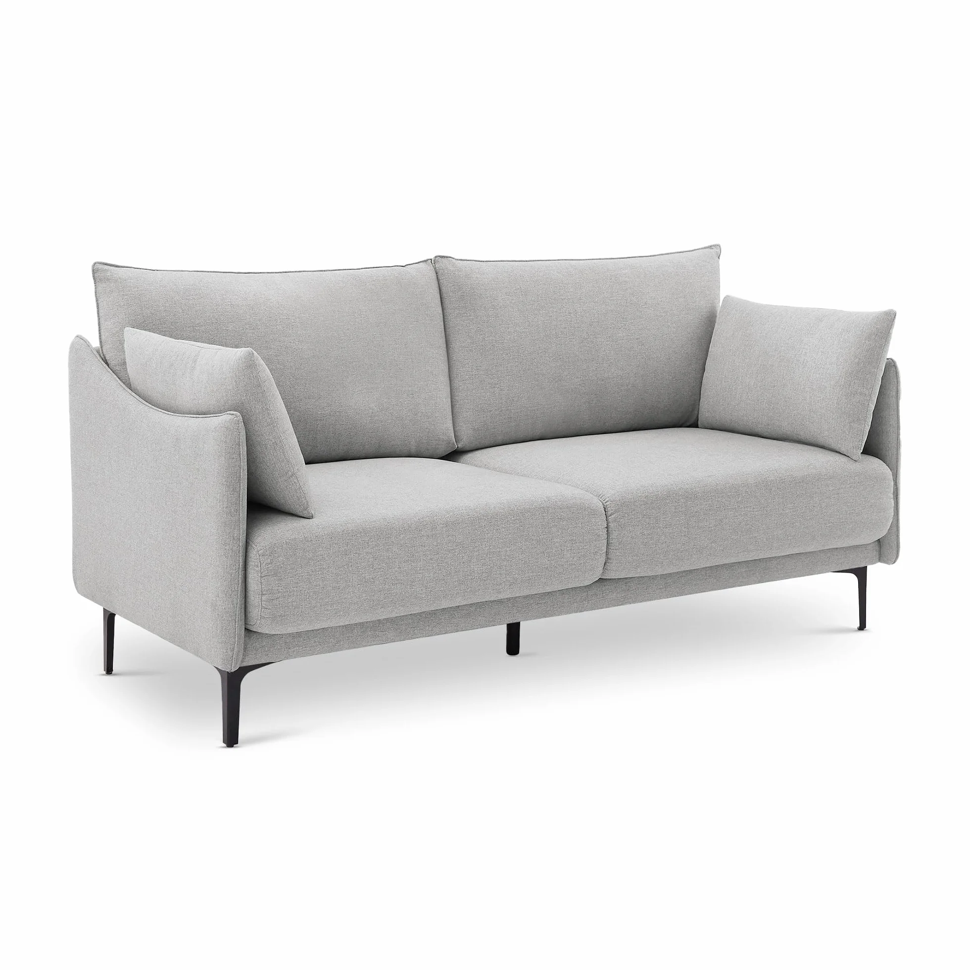 SASHA Industrialna 2-osobowa sofa z jasnoszarej tkaniny