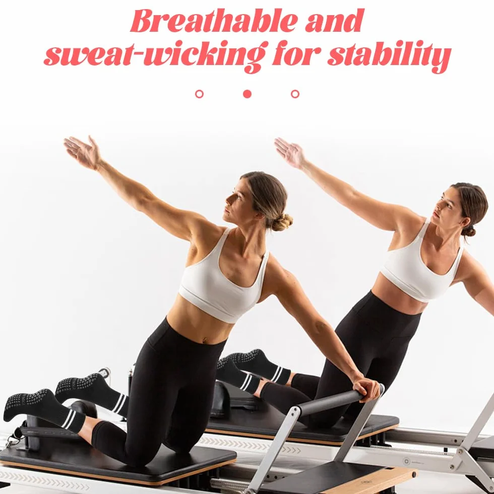 4 pary antypoślizgowych skarpet damskich, skarpety do pilatesu, stoperów | Dla kobiet, skarpety do jogi, do tańca, fitnessu, trampoliny, sportów walki, szpitala