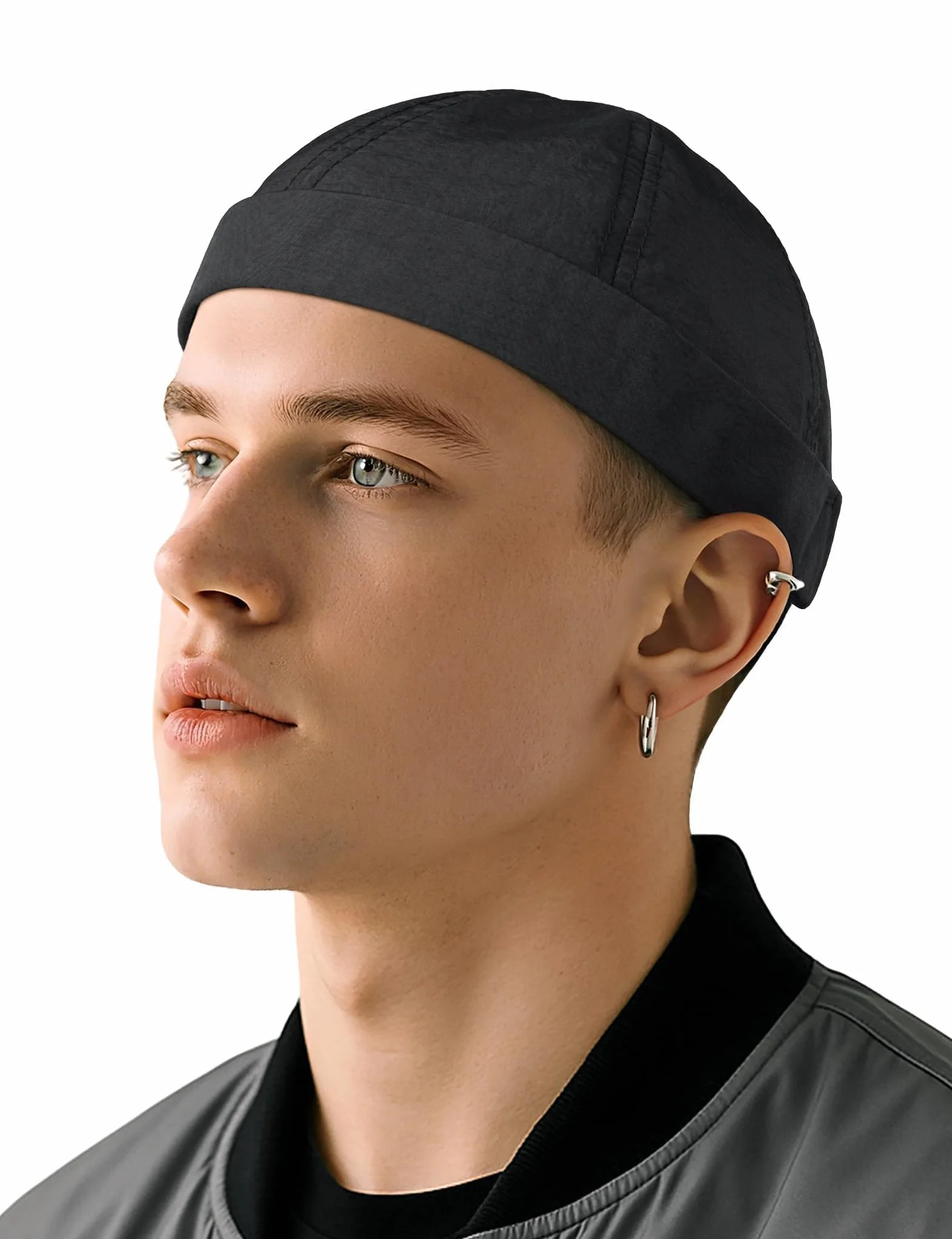 Becellen Czapka Docker Męska, Letnia Czapka Bez Daszka Regulowana, Czapka Marynarska, Męska Czapka Portowa, Czapka Beanie Docker, Czapka Męska i Damska, Unisex, Z Rolowanym Mankietem, Kask Uliczny