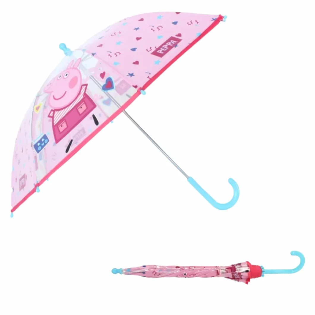mybagstory parasol dziecięcy - Świnka Peppa - różowy, przedszkole, wakacje, parasol dziewczęcy, 73 cm, pomysł na prezent, lekki, kompaktowy, otwieranie ręczne - odporny na zaciśnięcie