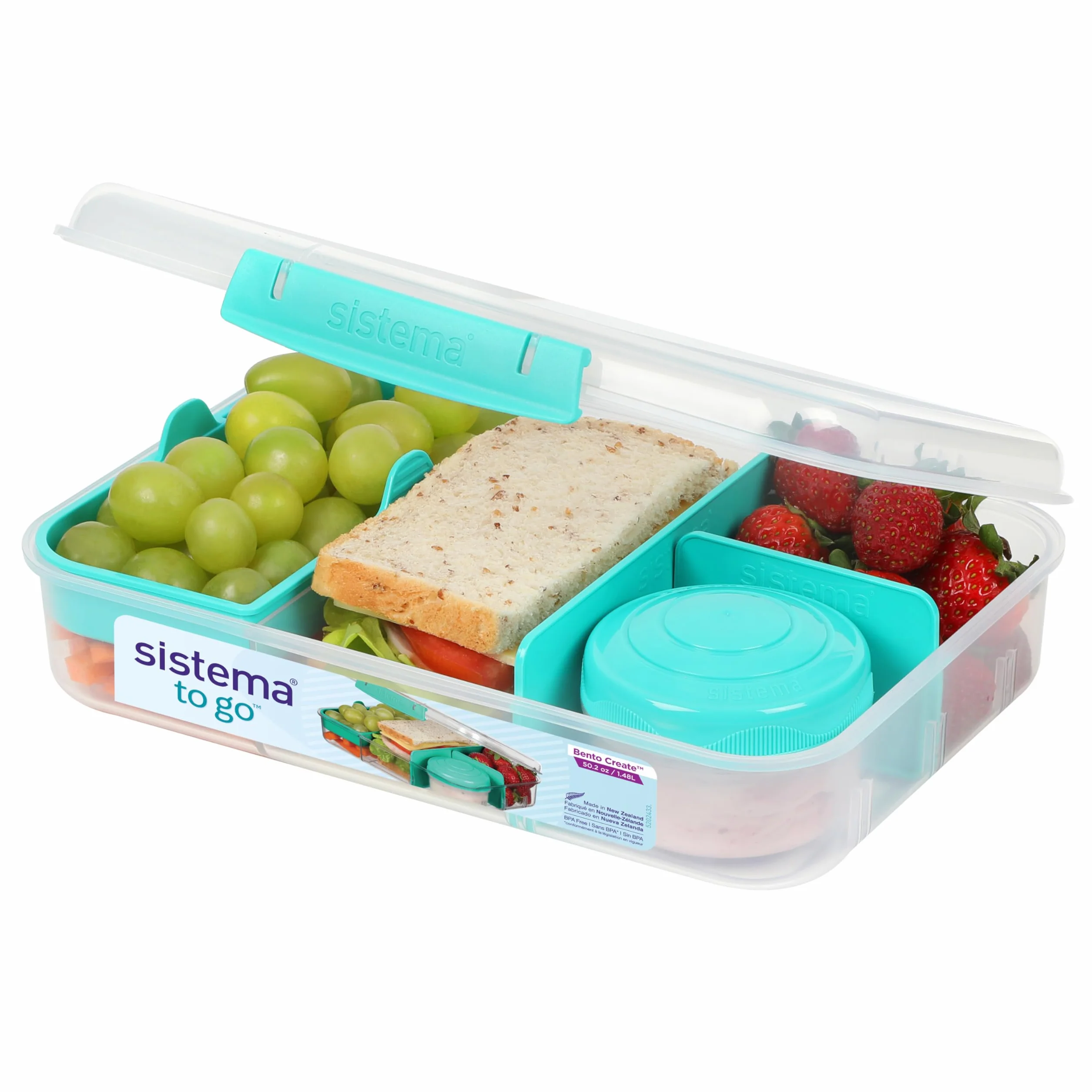 Sistema TO GO Bento Box Create 1,48 l szkolne pudełko na lunch z przegródkami bez BPA miętowe morskie